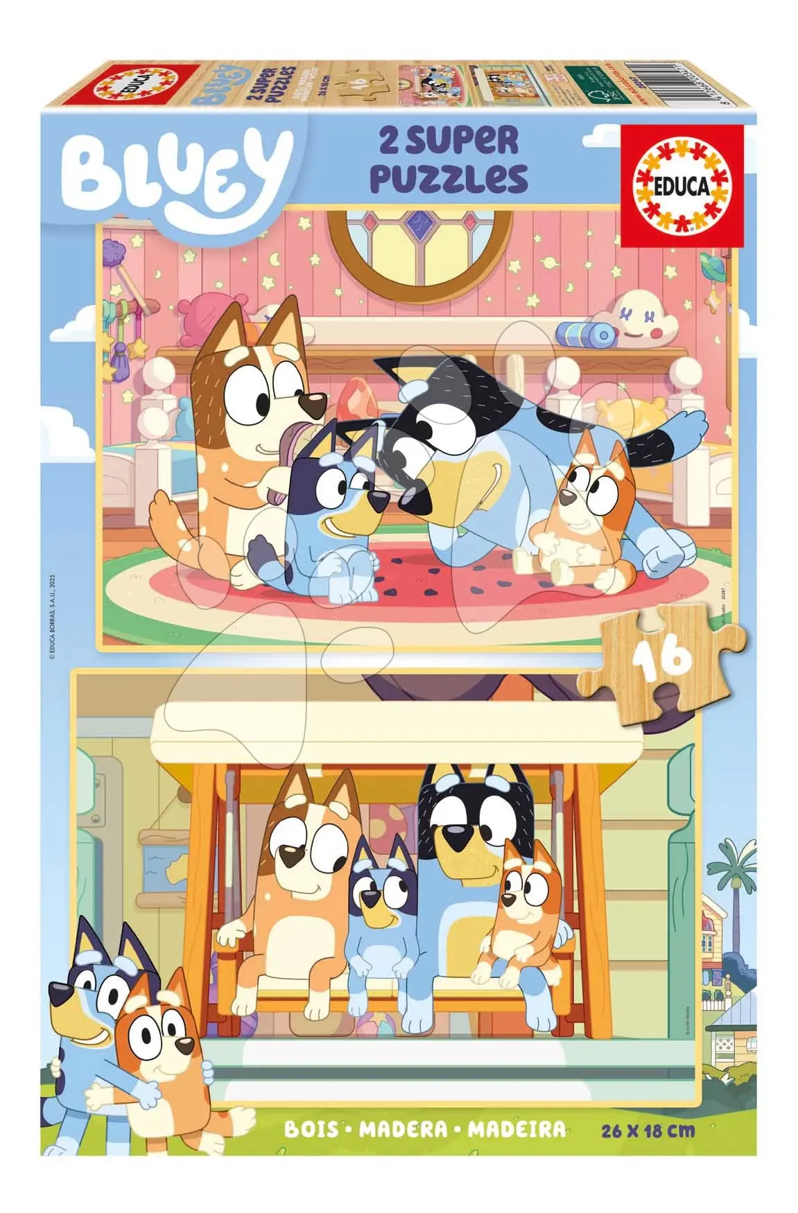 Dřevěné puzzle Bluey Educa 2 x 16 dílků