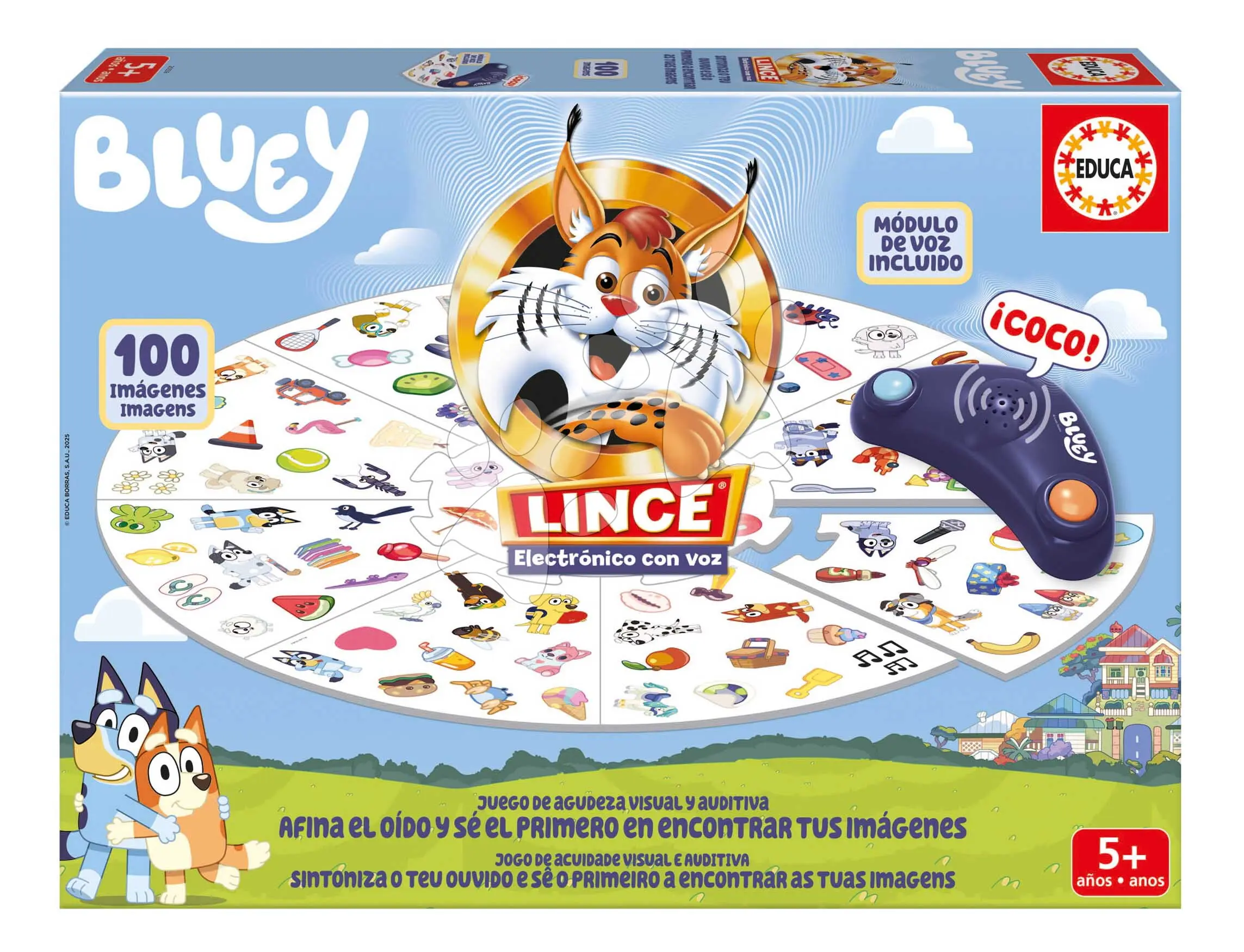 Společenská hra Rychlý jako rys Lynx with Bluey Voice Educa elektronická s reproduktorem 100 obrázků ve španělštině a portugalštině od 5 let