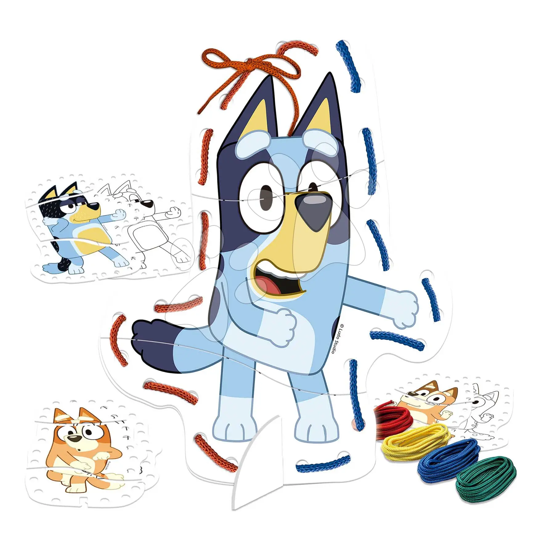 Puzzle provlékačka Lacing with Bluey Educa 4 obrázky se 4 barevnými šňůrkami