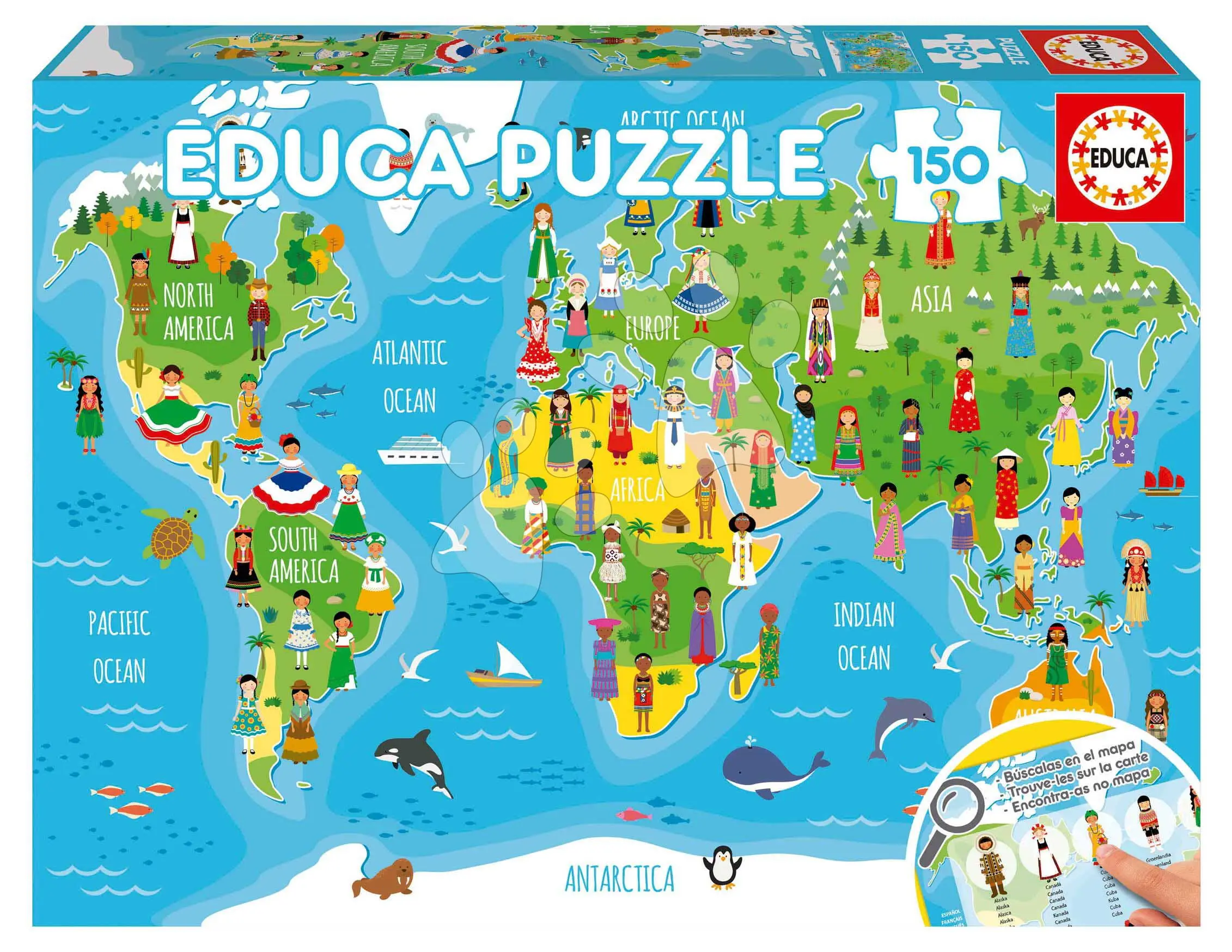 Puzzle Girls of the World Map Educa 150 dílků od 6 let