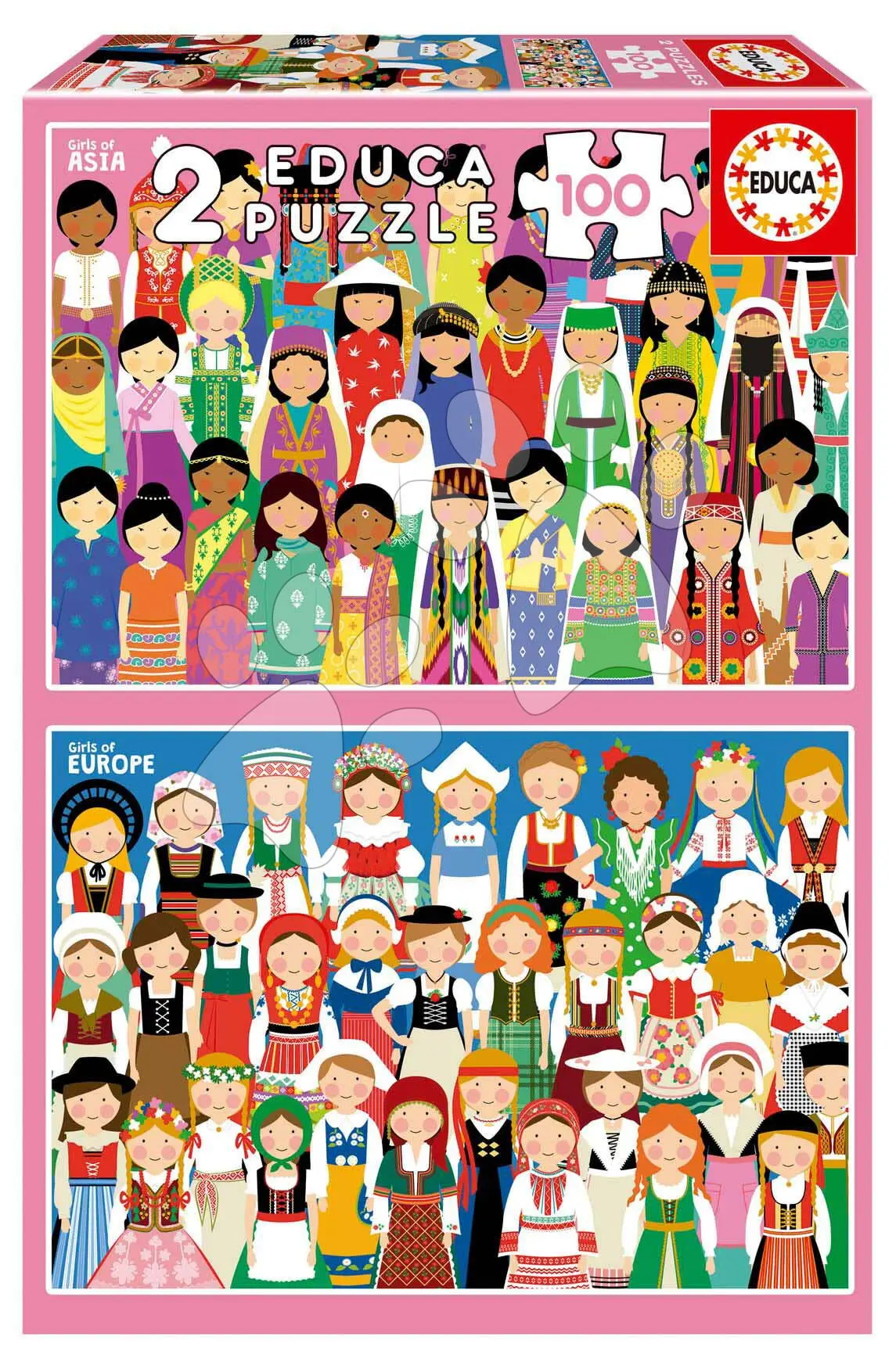 Puzzle Girls of Europe & Asia Educa 2 x 100 dílků od 6 let