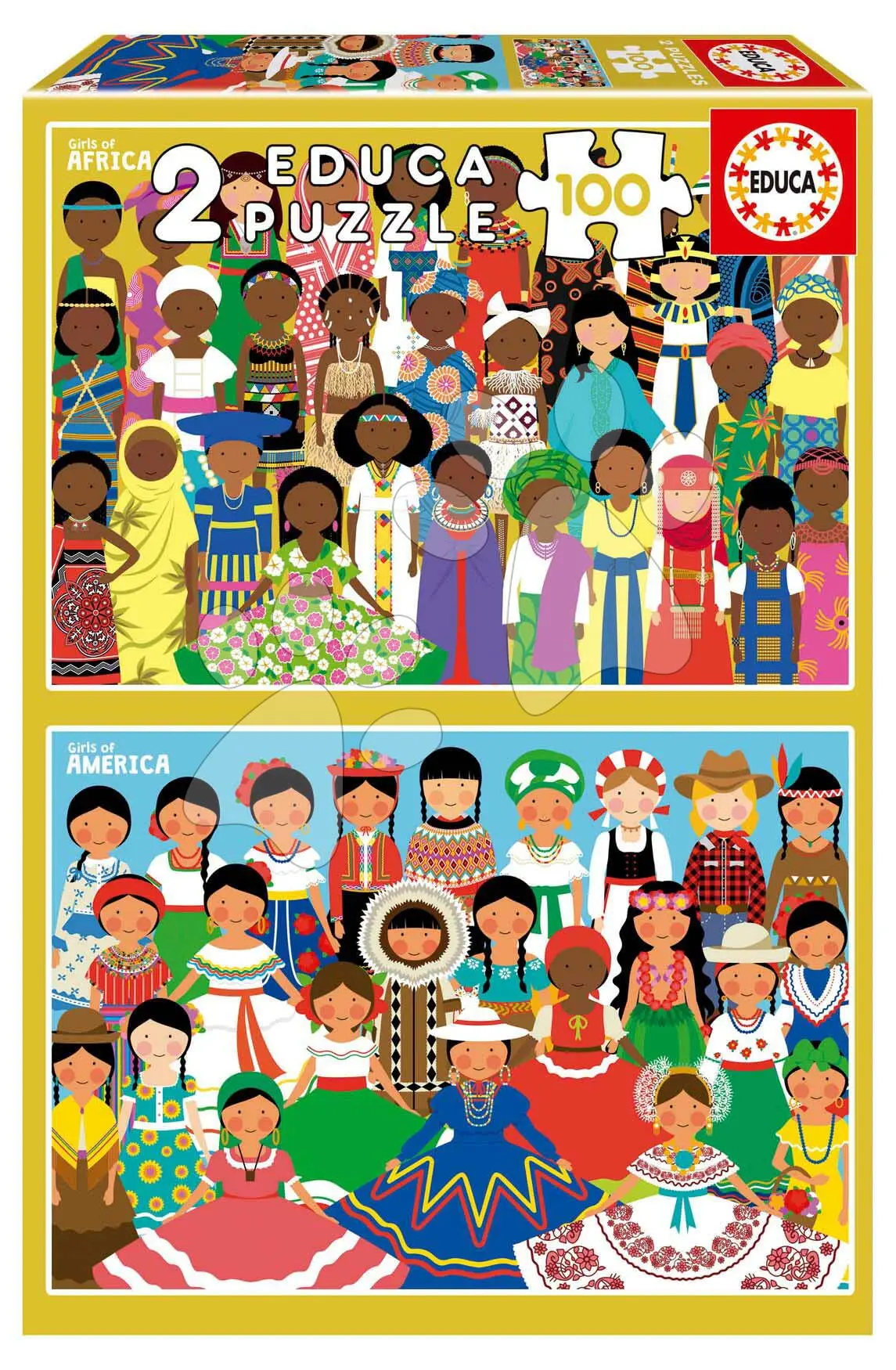 Puzzle Girls of America & Africa Educa 2 x 100 dílků od 6 let