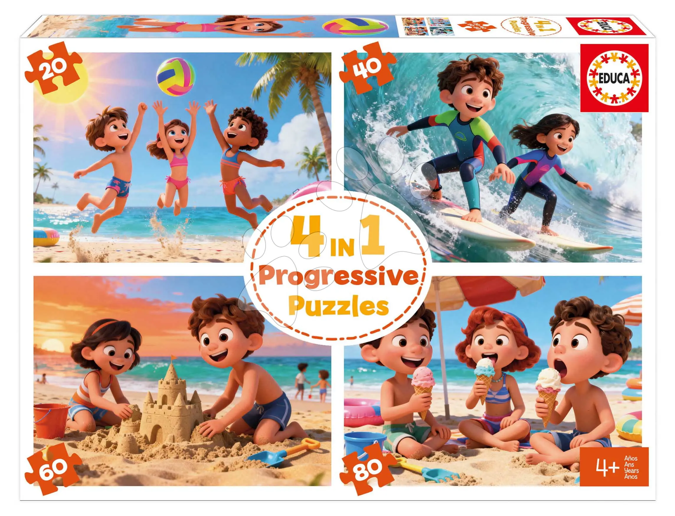 Puzzle Day at the Beach Educa progresivní 20-40-60-80 dílků od 4 let