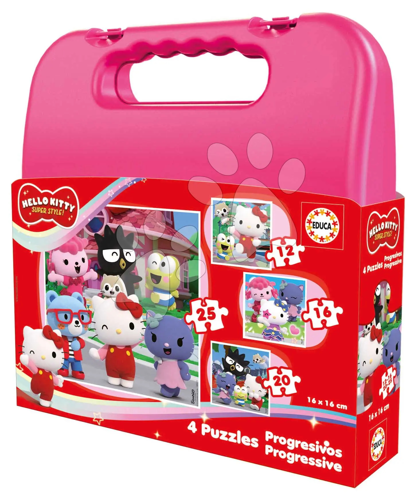 Puzzle v kufříku Hello Kitty Case Educa progresivní 12-16-20-25 dílků