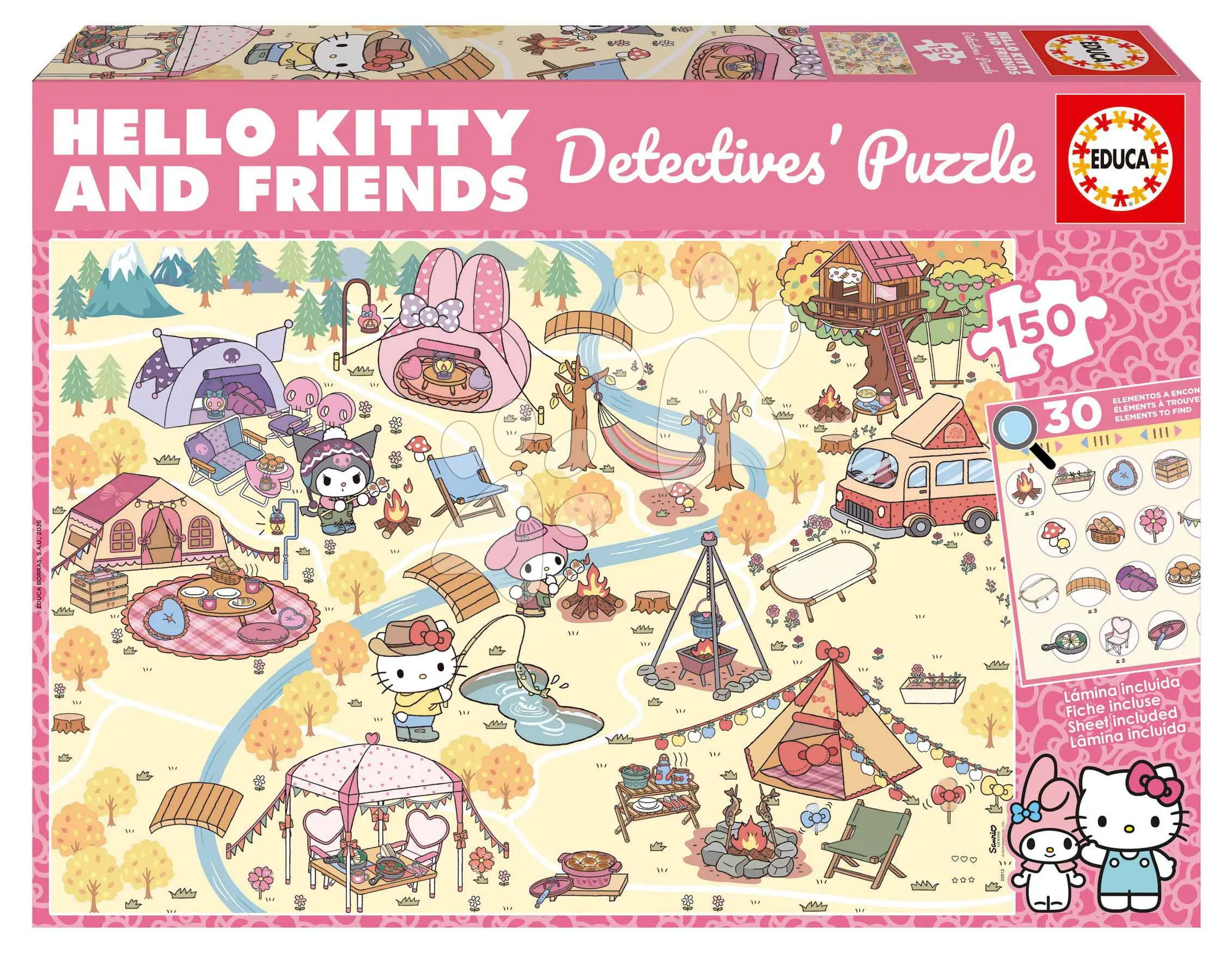 Puzzle Detective Hello Kitty Educa 150 dílků hledej 30 předmětů od 6 let