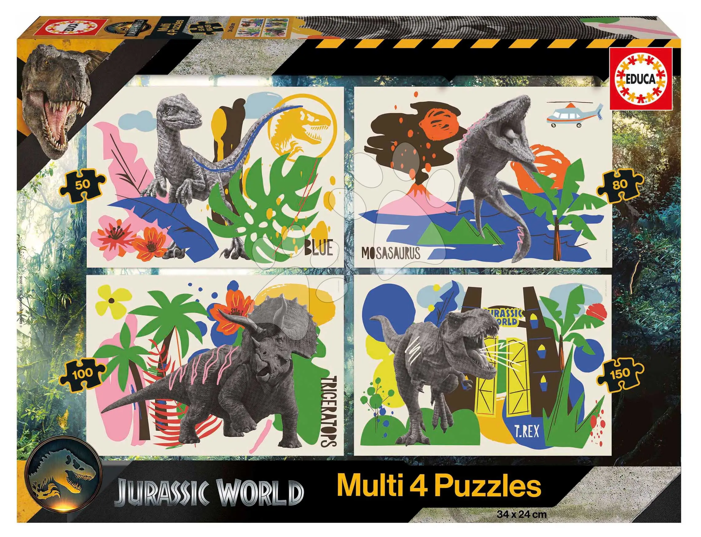 Puzzle Jurský svět 4v1 (50,80,100,150 dílků)