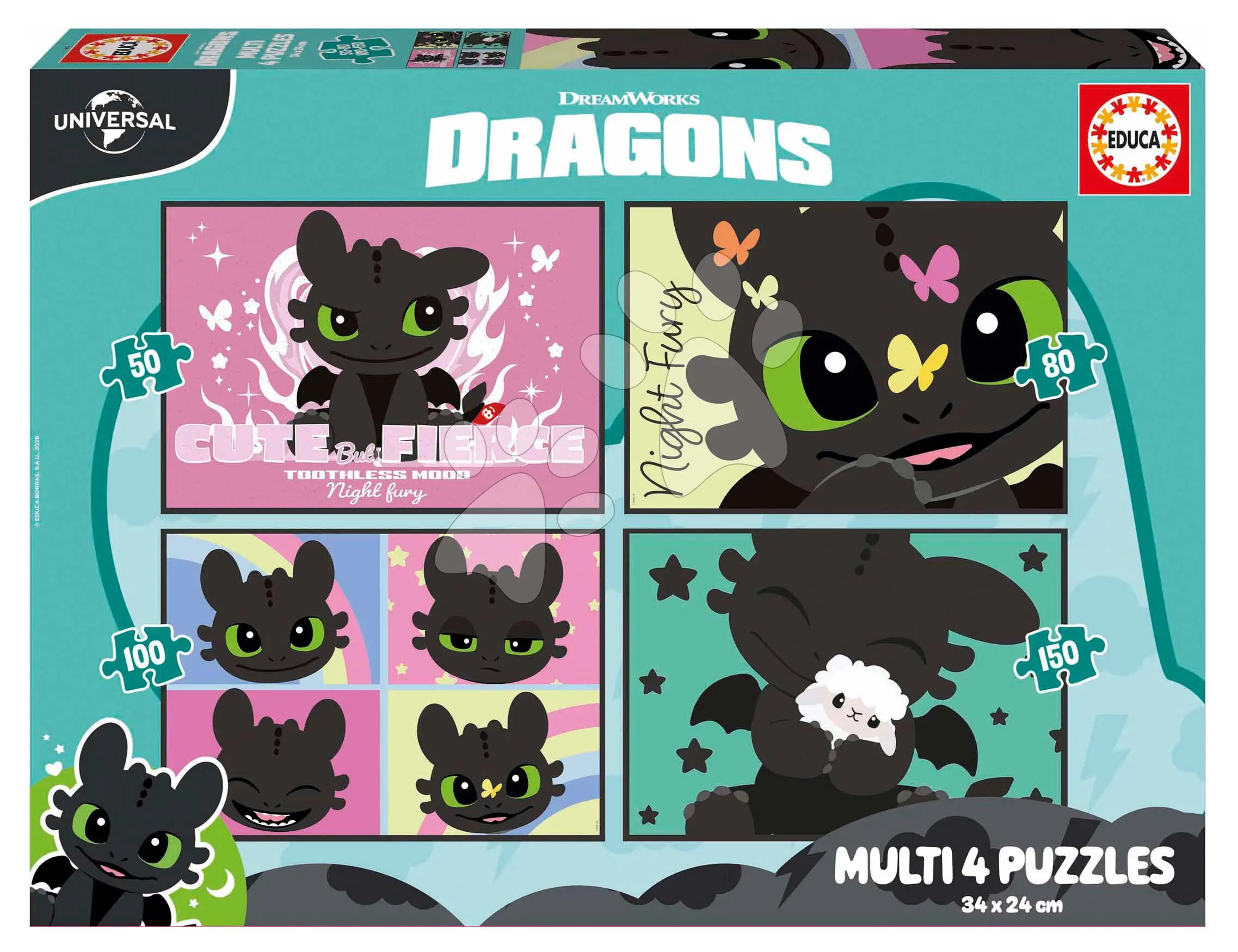 Puzzle Multi 4 How to train your dragon Educa 50-80-100-150 dílků od 5 let