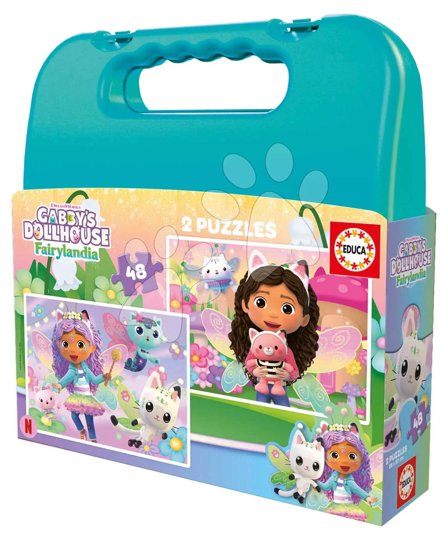 Puzzle v kufříku Gabby´s Dollhouse Educa 2 × 48 dílků od 4 let