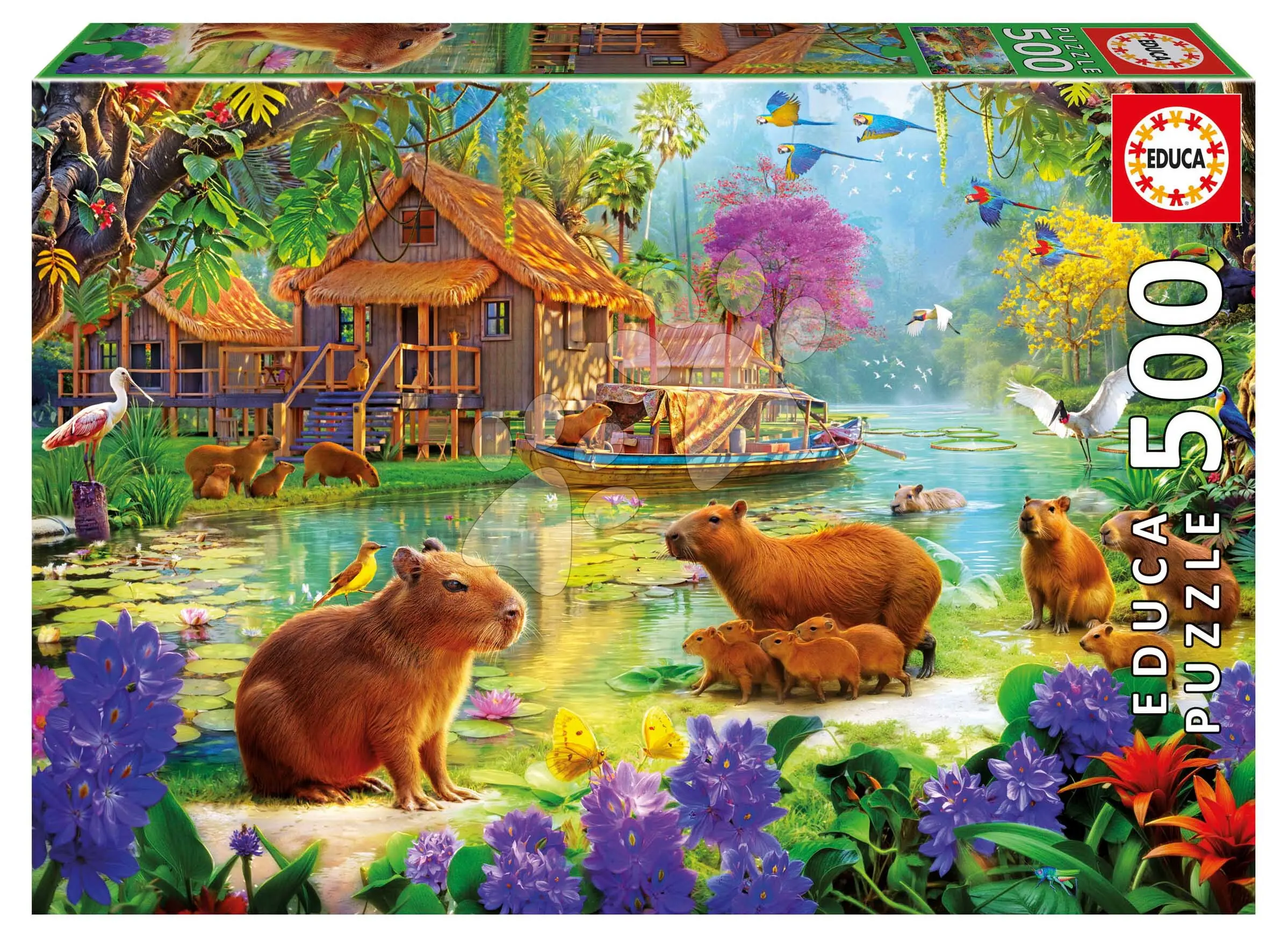 Puzzle Capybara Village Educa 500 dílků a Fix lepidlo