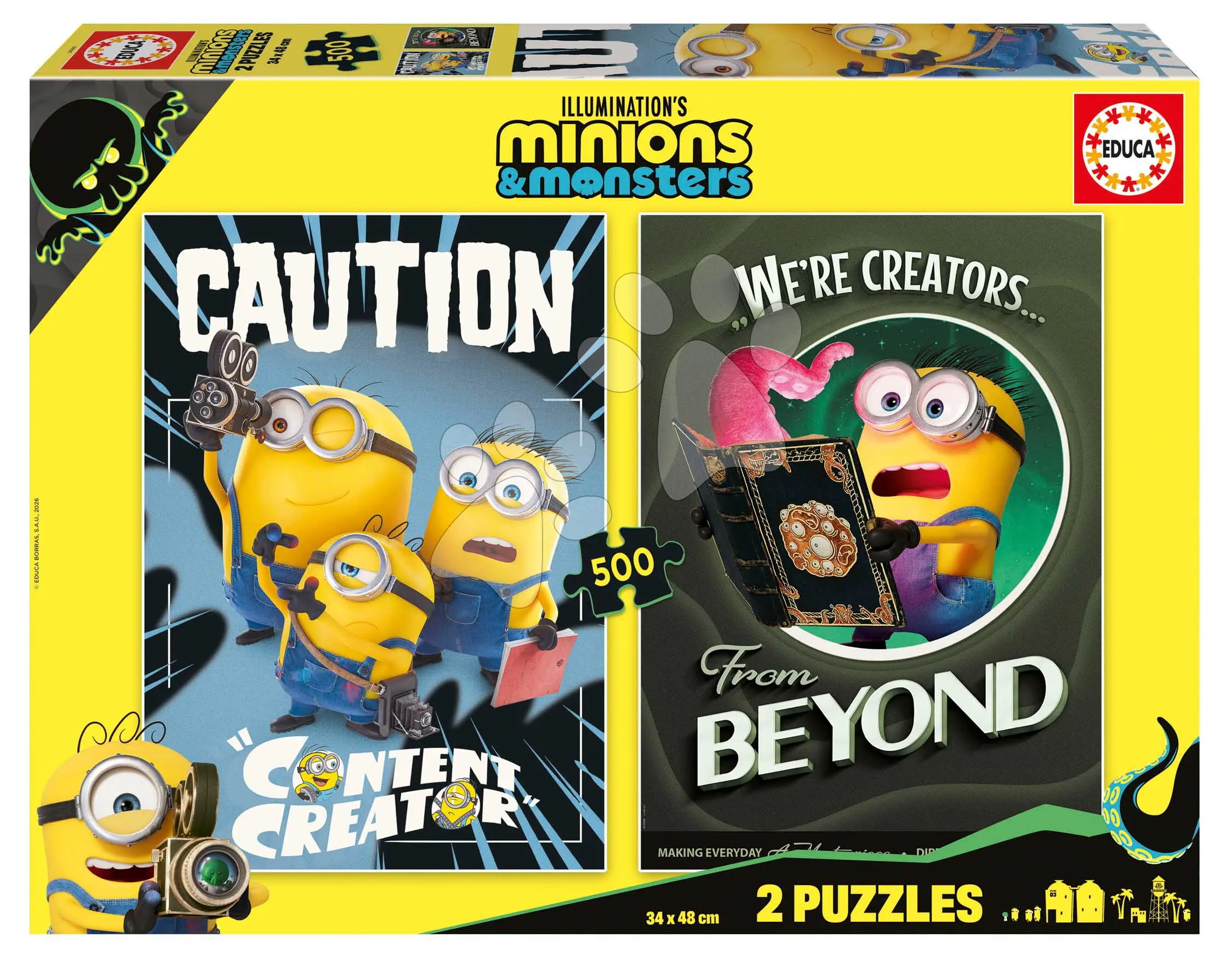 Puzzle Mimoni Educa 2x500 dílků a Fix lepidlo
