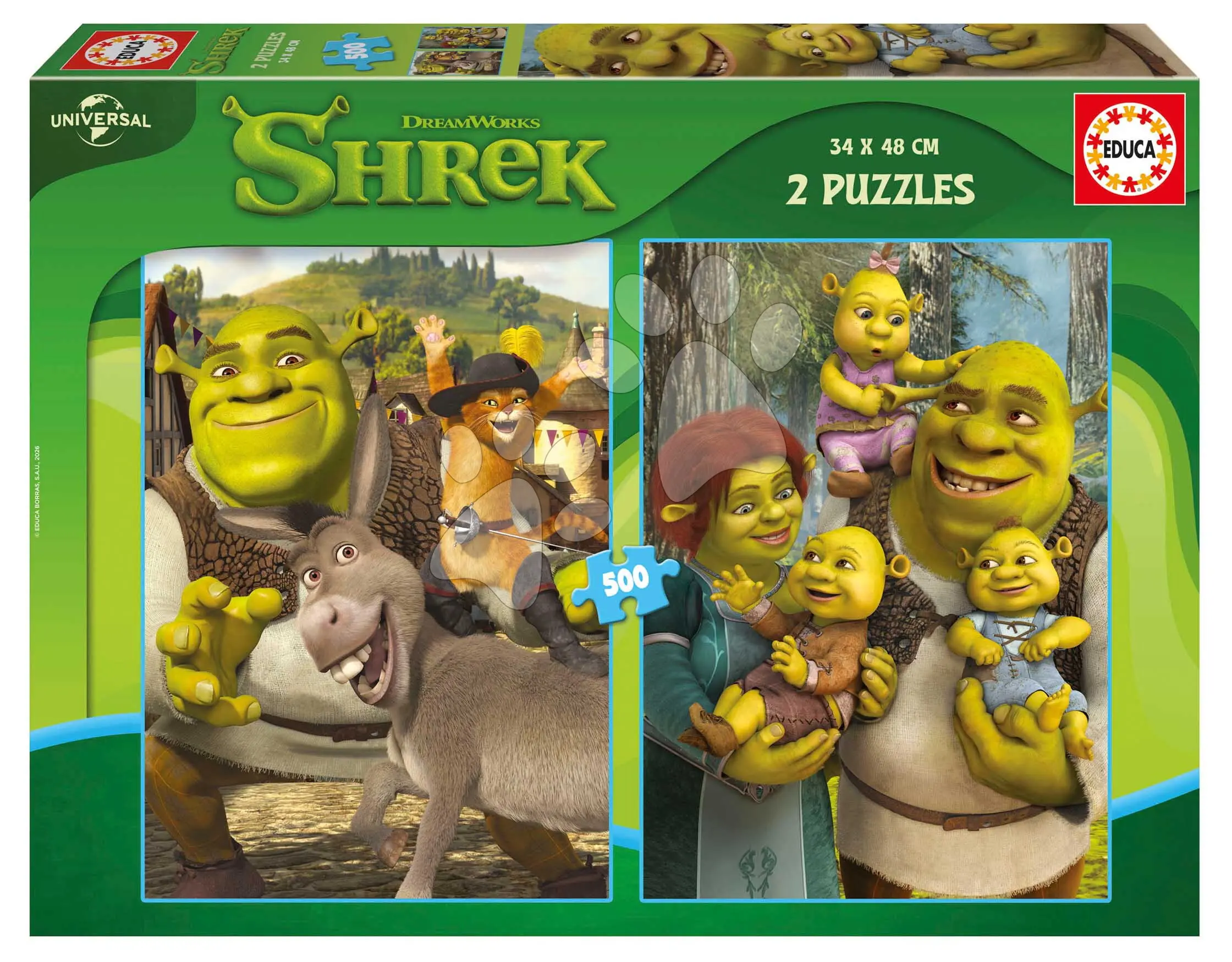 Puzzle Shrek Dreamworks Educa 2 × 500 dílků a Fix lepidlo