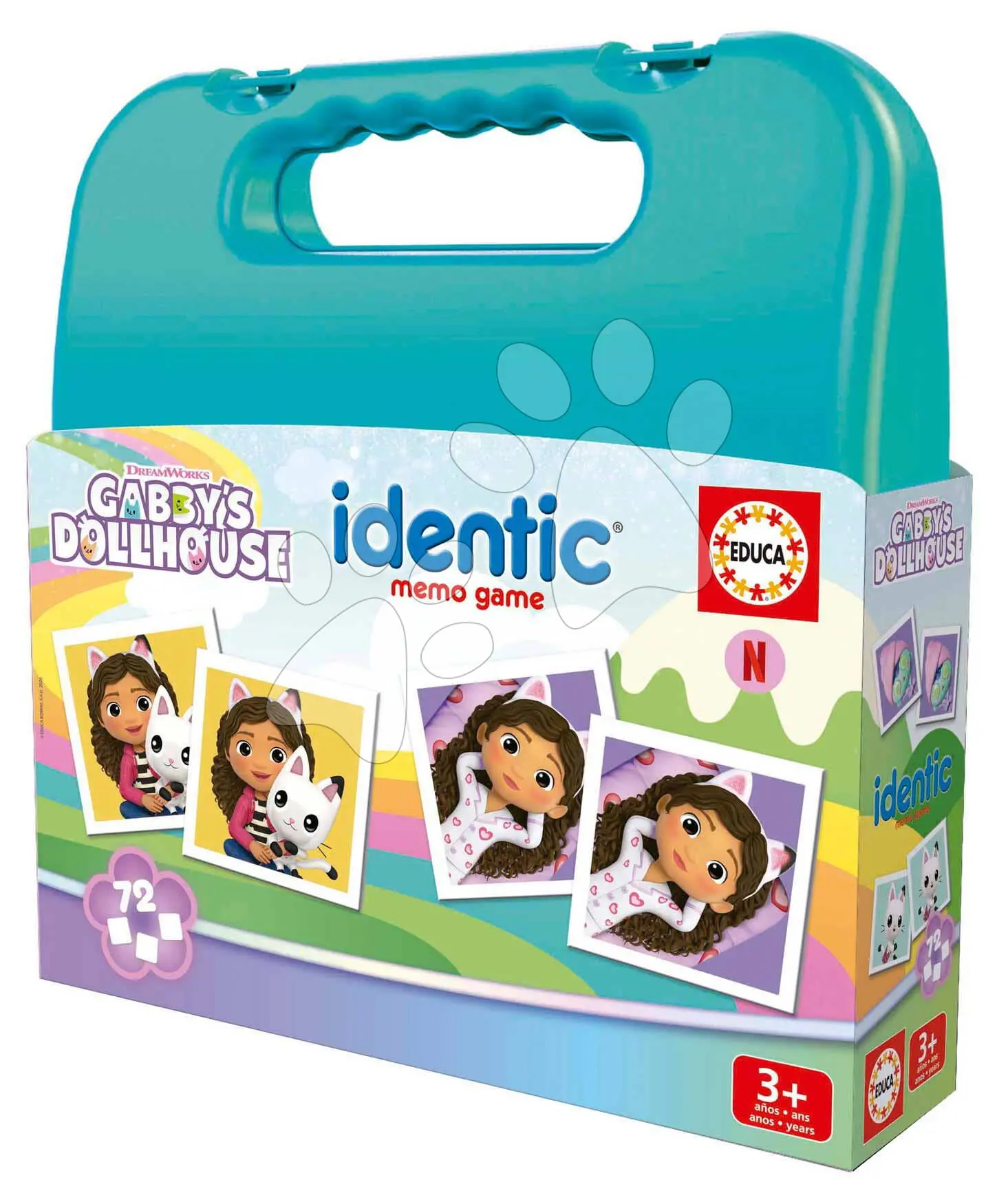 Pexeso v kufříku Gabby´s Dollhouse Identic Memo Game Educa paměťová hra 72 karet