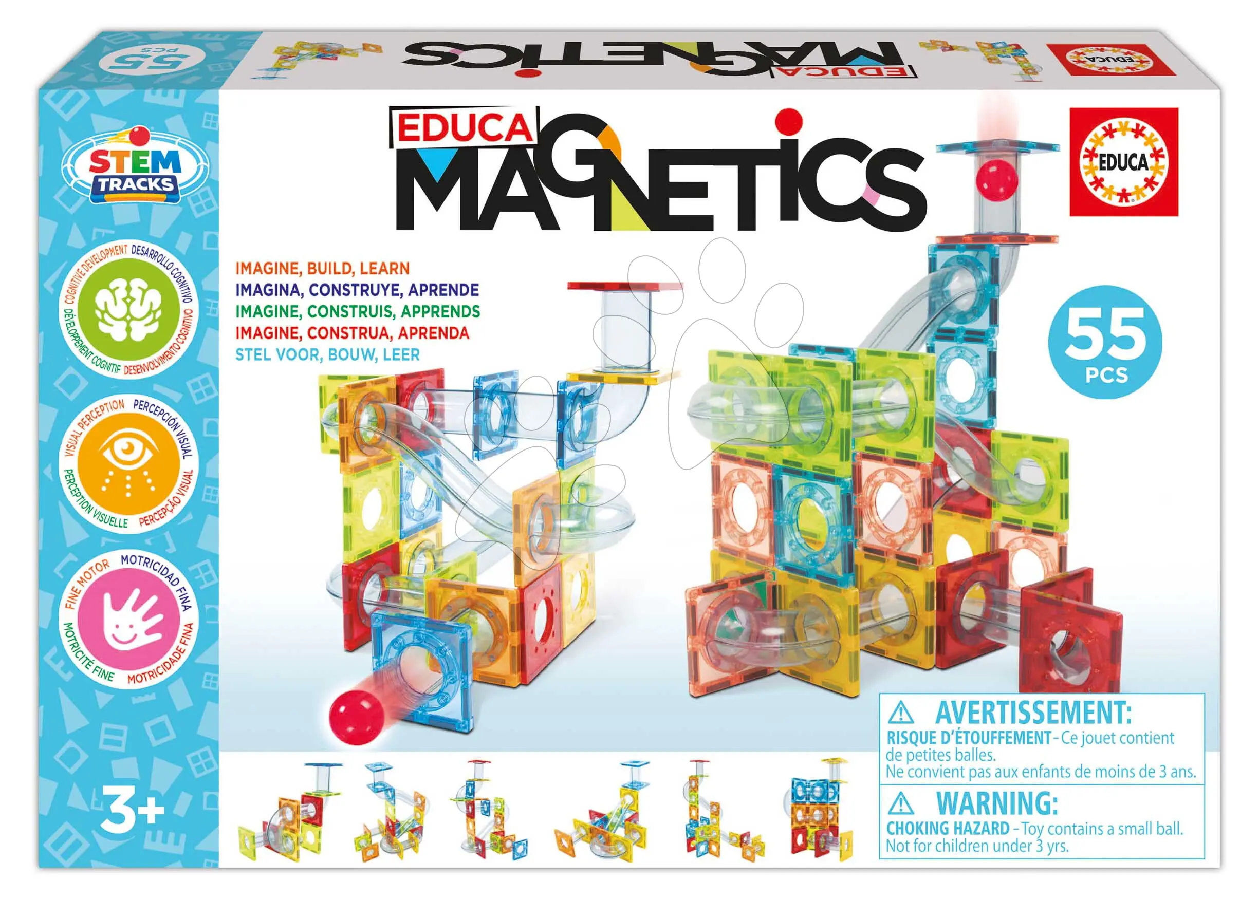 Stavebnice magnetická Dráhy Magnetics Stem Tracks Educa 55 barevných dílků