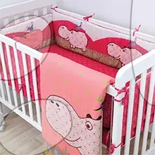 Souprava do postýlky Joy Hippo Pink toT's-smarTrike hrošík hnízdo, přikrývka a prostěradlo růžová od 0 měsíců