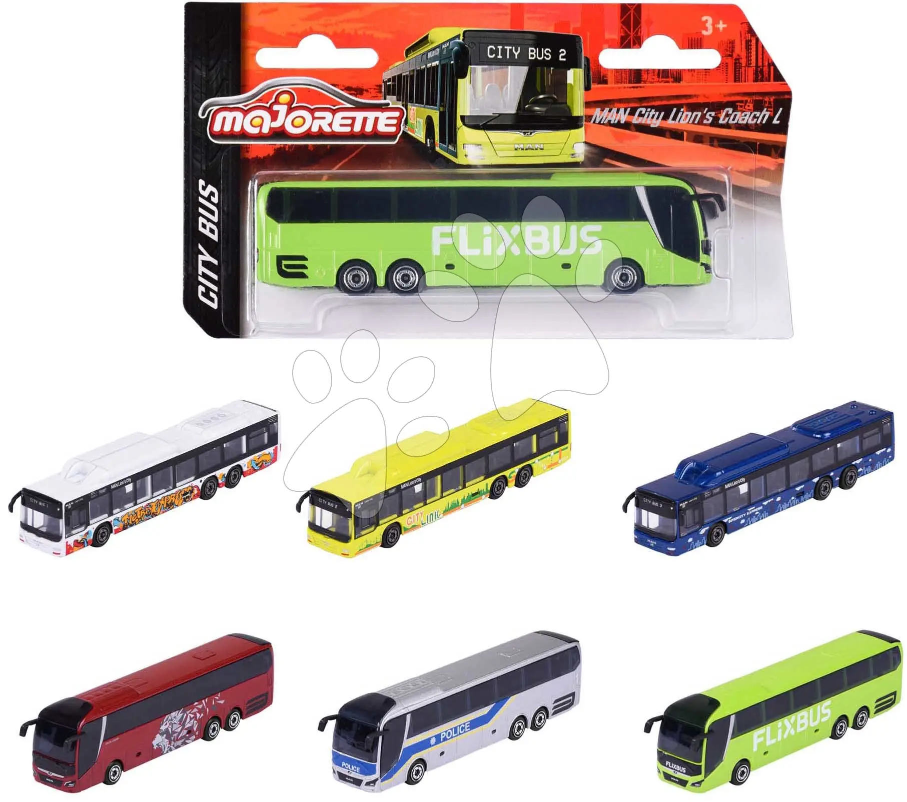 Autobus MAN City Bus Majorette s odpružením 13 cm délka různé druhy