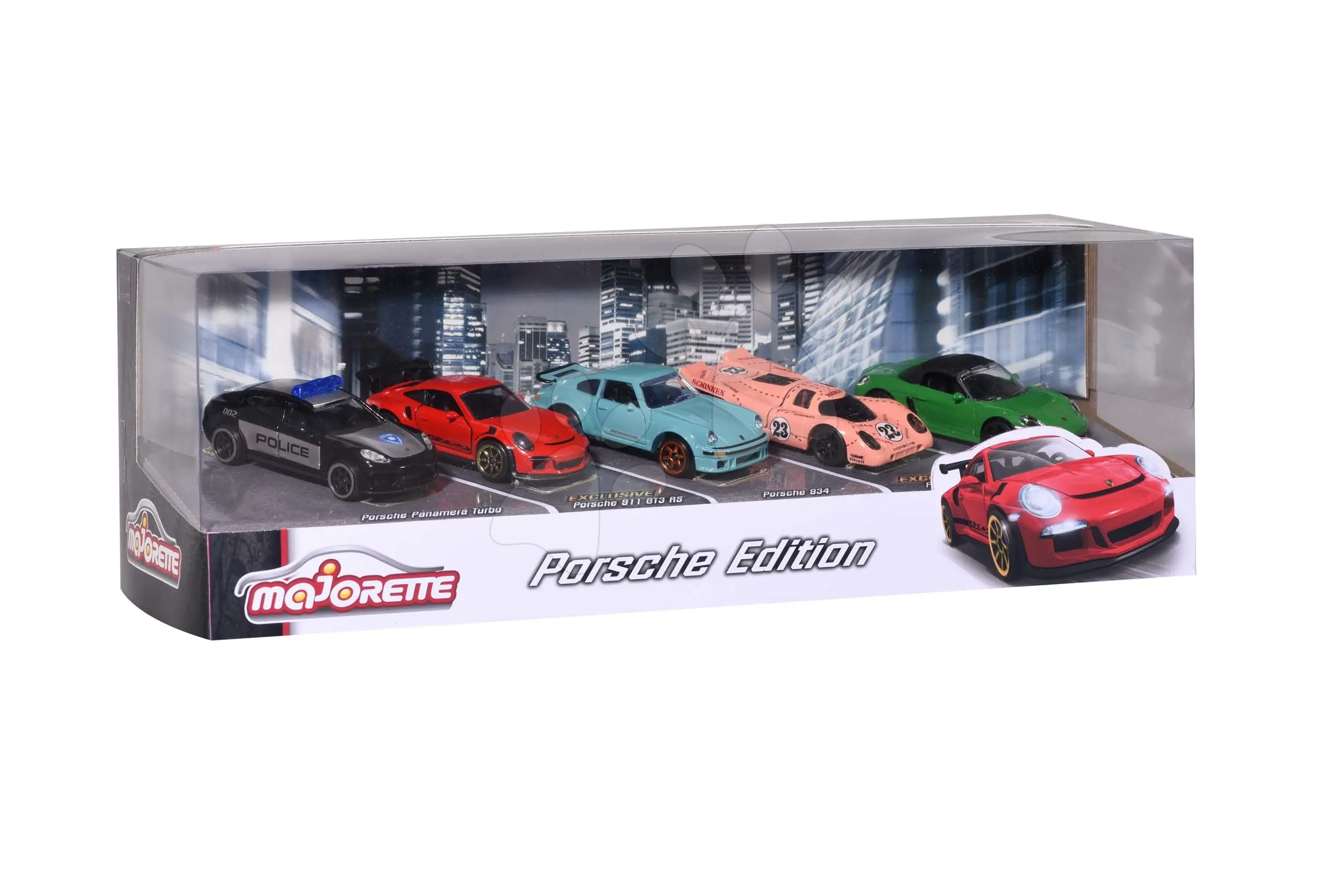 Autíčka Porsche Edition Majorette kovová 7,5 cm délka sada 5 druhů v dárkovém balení