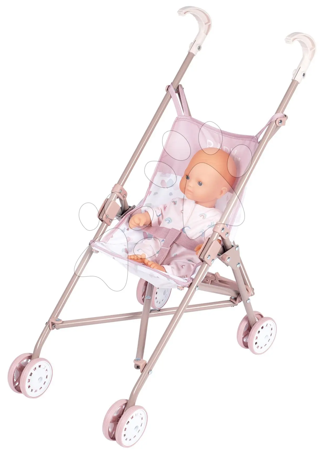 Kočárek golfky skládací Foldable Pushchair Natur D'Amour Baby Nurse Smoby pro 42 cm panenku výška rukojeti 58 cm od 24 měsíců