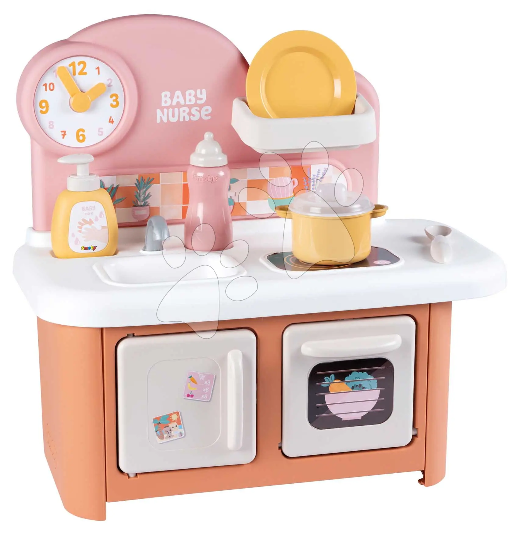 Kuchyňka pro panenky Baby Nurse Kitchen Smoby s varnou deskou a troubou se 6 doplňky od 18 měsíců