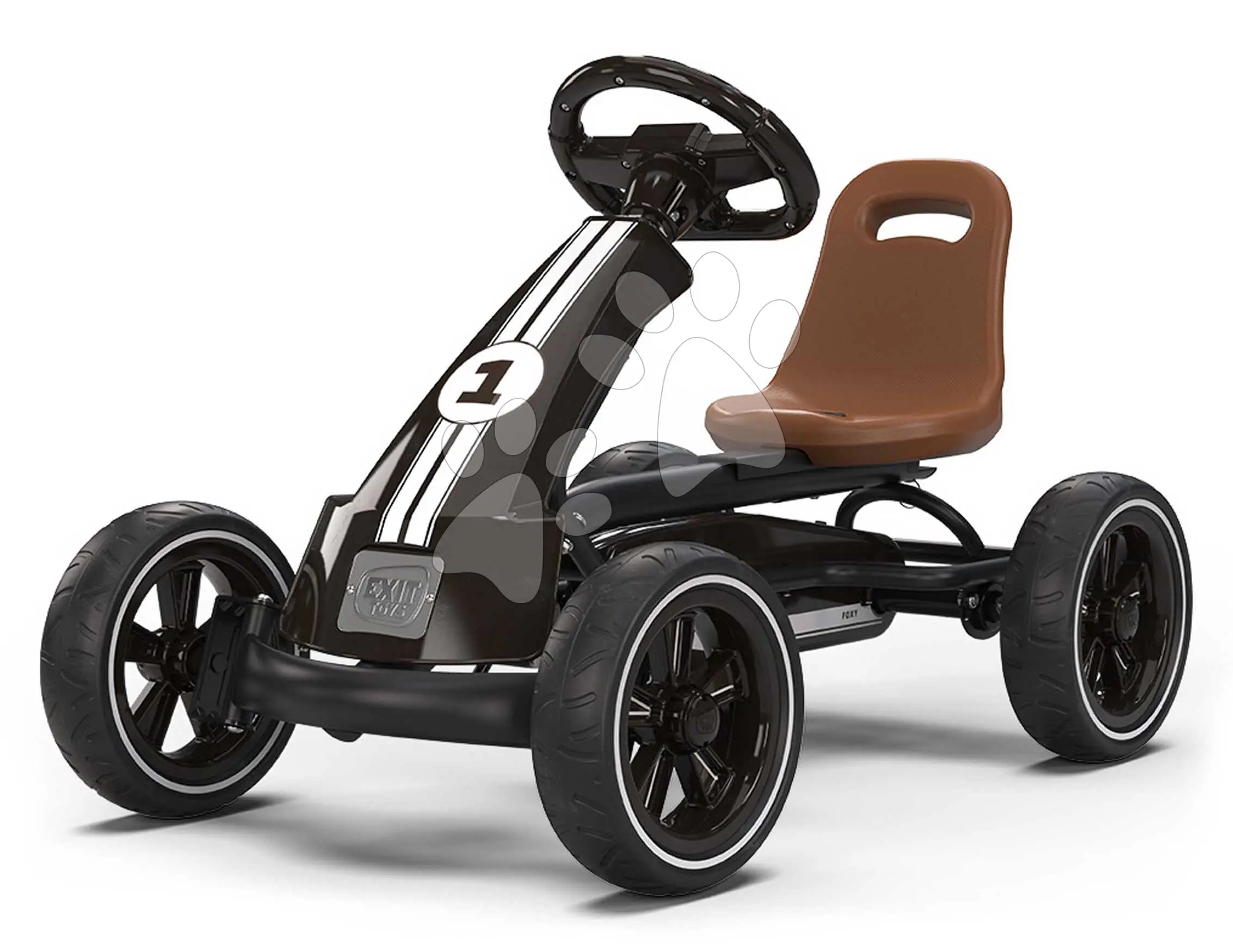 Motokára na šlapání Go Kart Foxy Espresso Black Exit Toys kovová konstrukce s EVA koly a nastavitelným sedadlem od 2 do 5 let