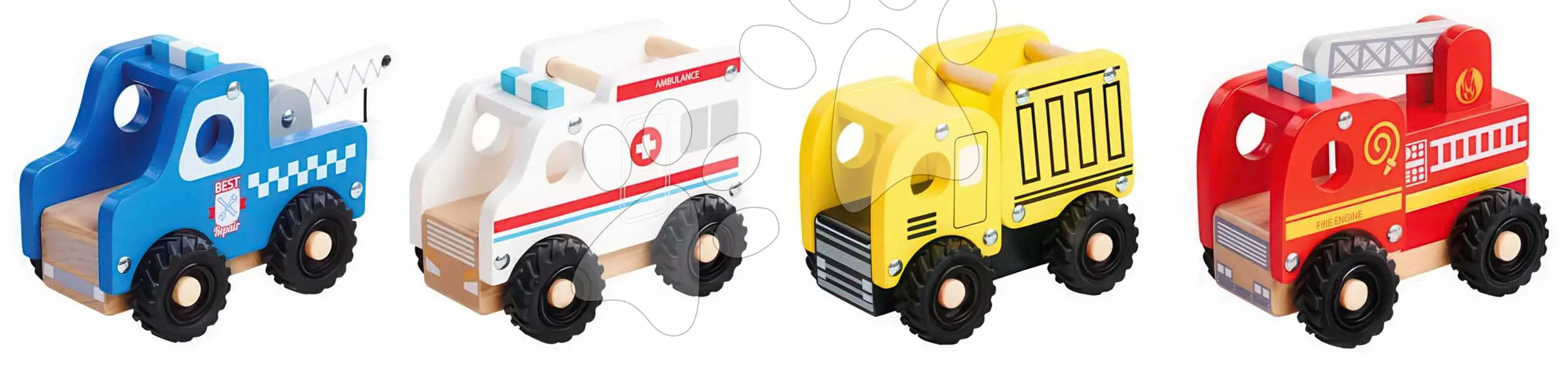 Dřevěná autíčka na povolání Vehicles to push Eichhorn sada 6 druhů délka 10 cm od 12 měsíců