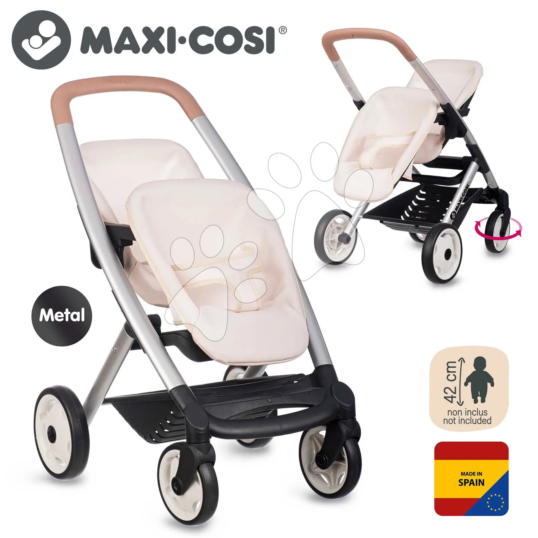 Smoby Maxi-Cosi Sportovní kočárek pro panenky dvojčata béžový