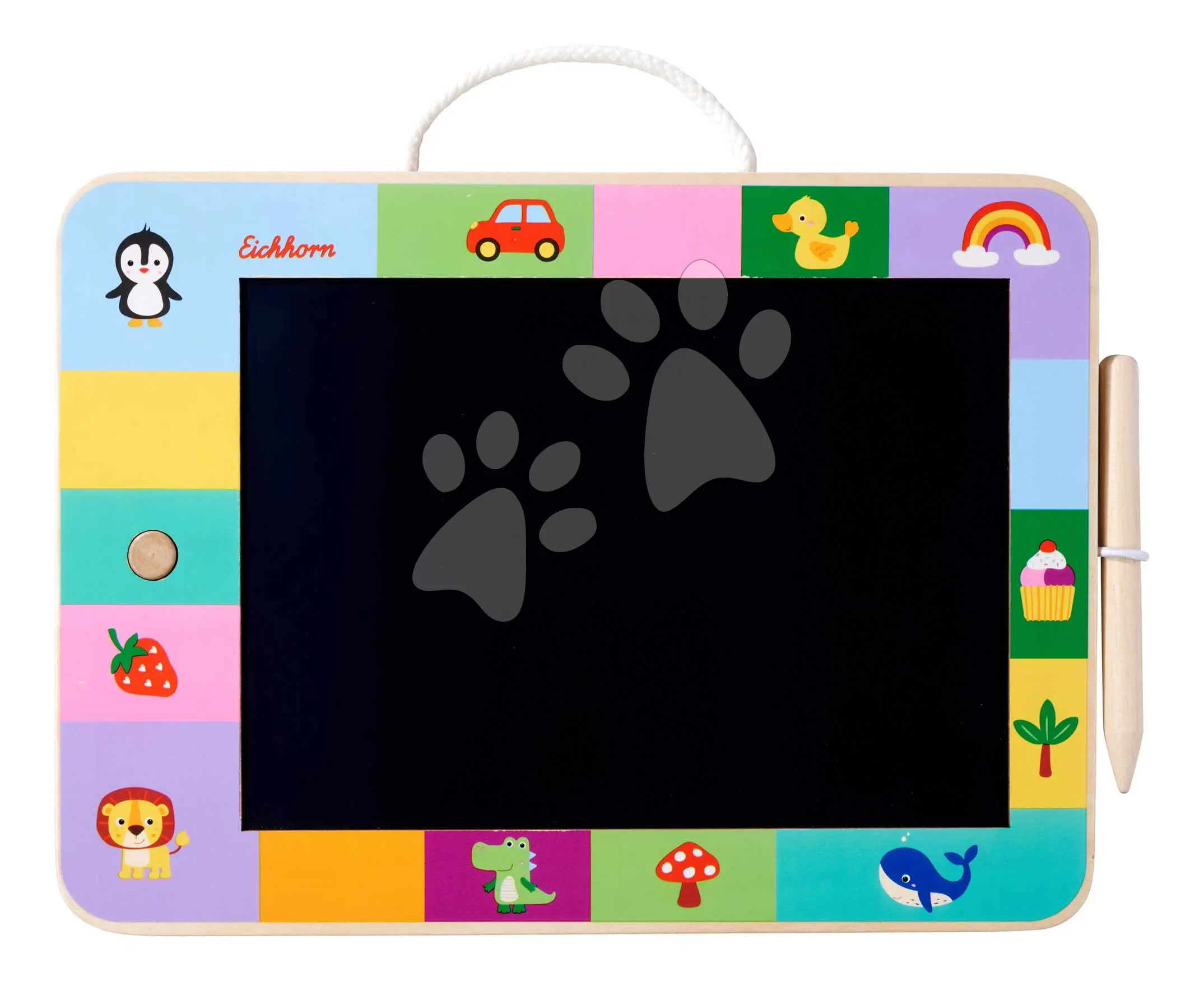 Dřevěná tabule na kreslení LCD Drawing Board Eichhorn s dřevěným perem a tlačítkem na smazání