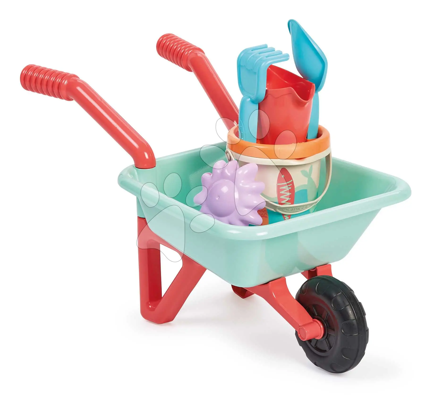 Kolečko se sadou s kbelíkem Garnished Wheelbarrow Écoiffier s konví a bábovičkou 5 doplňků od 18 měsíců
