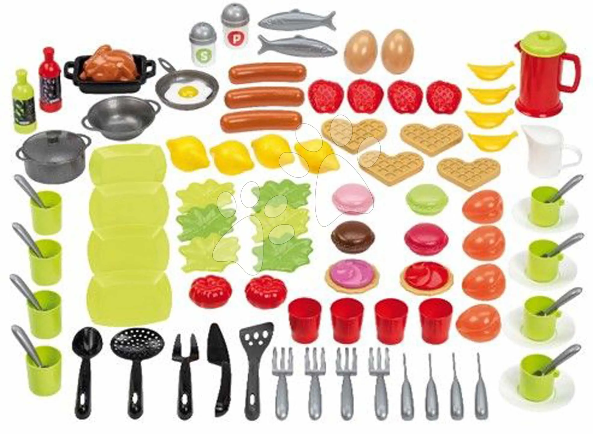Potraviny s nádobím do kuchyňky 100% Chef Écoiffier s jídlem ovocem a zeleninou 100dílný set od 18 měsíců
