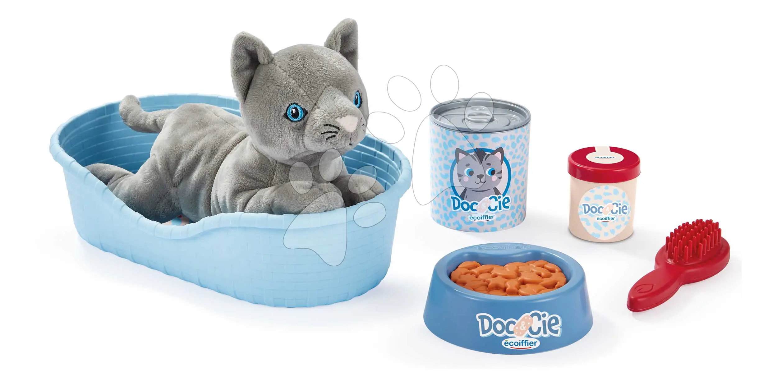 Ecoiffier Cat Basket Pelíšek s plyšovou kočičkou - s doplňky
