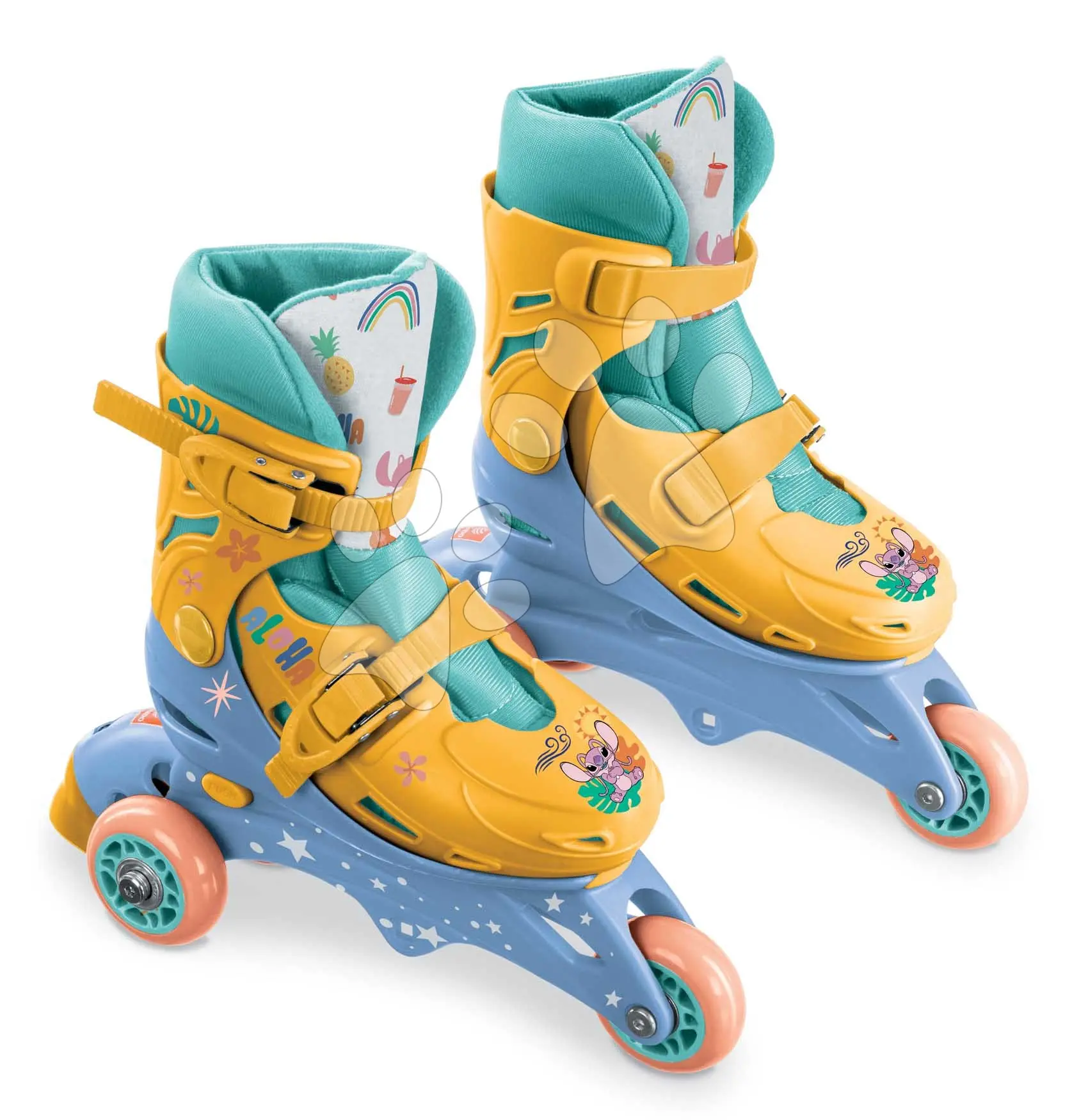 Kolečkové brusle Inline 3kolečkové Stitch Mondo s dvojitou funkcí PVC kolečka 29–32 velikost od 6 let
