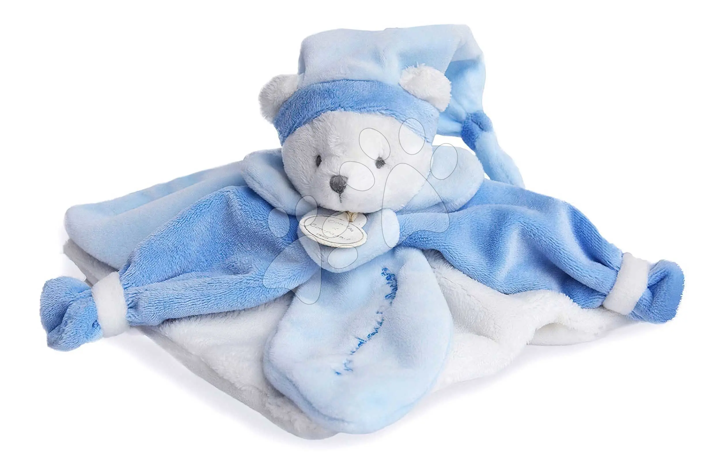 DouDou et Compagnie Paris dárková sada plyšový usínáček modrý medvídek 24 cm