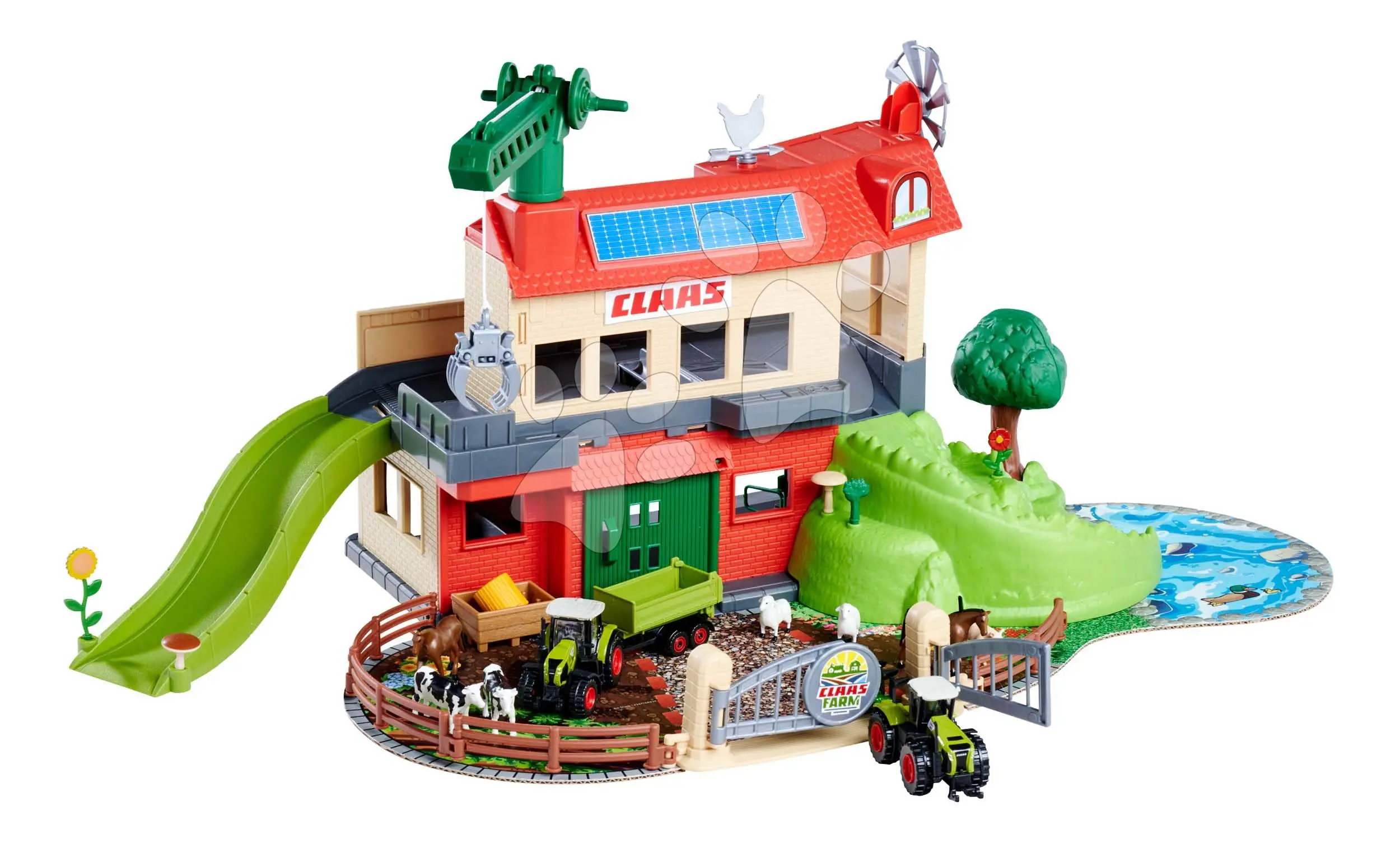 Garáž farma se stájí 2patrová Farmyard Majorette s 8 figurkami zvířátek a 2 traktory od 5 let