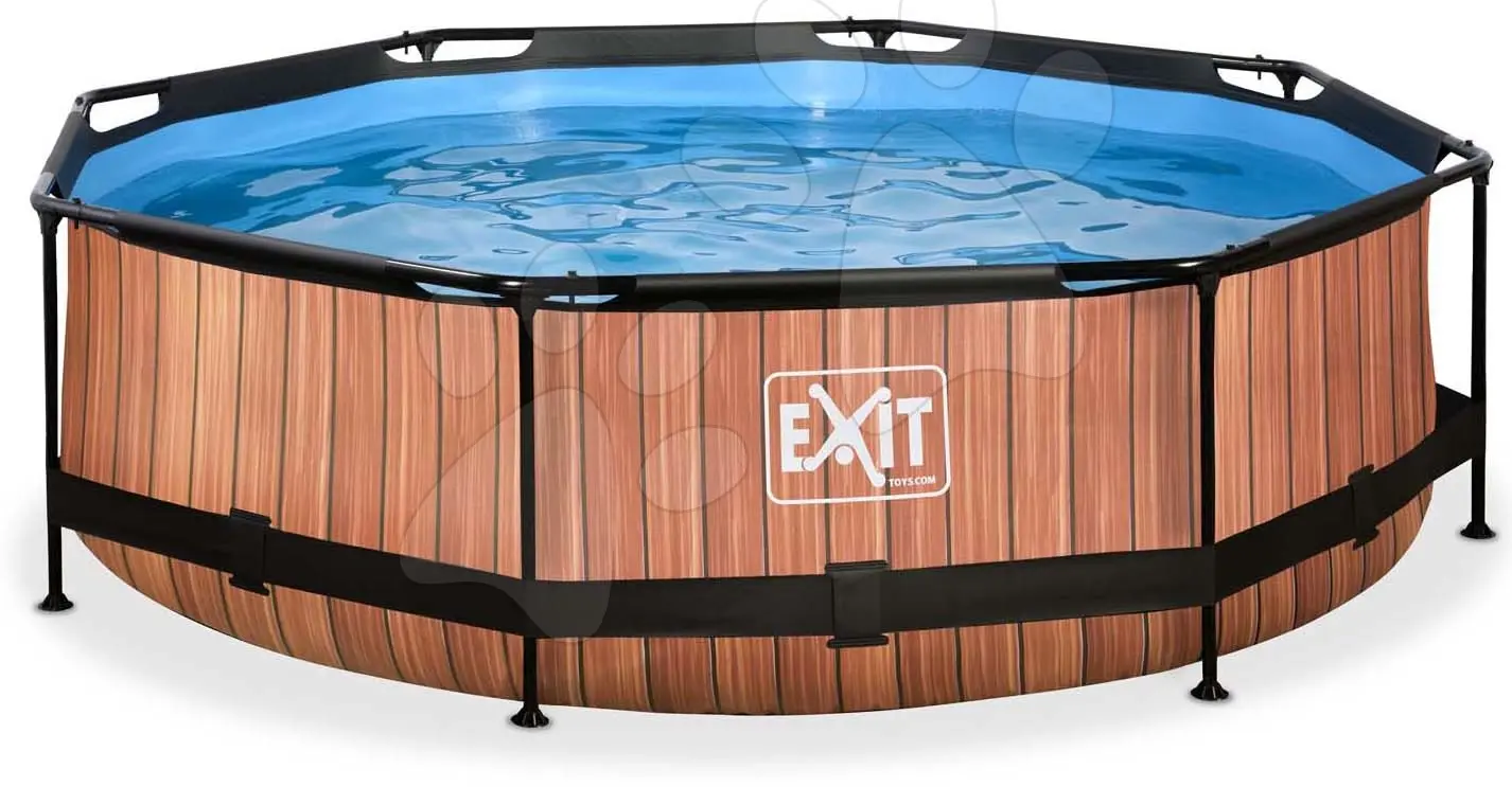 Bazén s filtrací Wood pool Exit Toys kruhový ocelová konstrukce 300*76 cm hnědý od 6 let