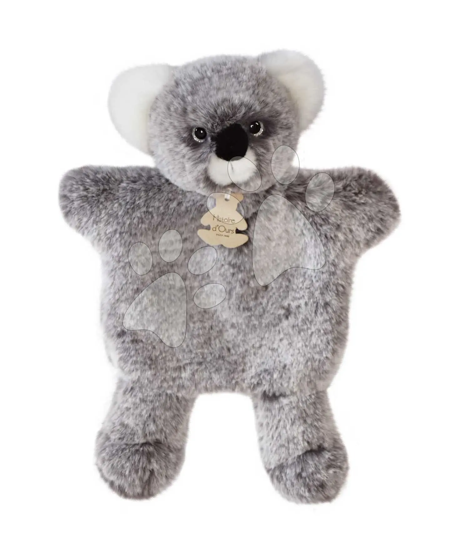 Plyšová koala na loutkové divadlo Koala Puppet Sweety Mousse Histoire d’ Ours šedá 25 cm od 0 měsíců