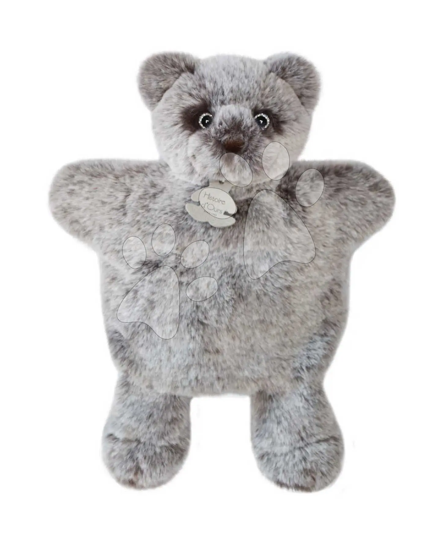 Plyšový medvídek na loutkové divadlo Bear Puppet Sweety Mousse Histoire d’ Ours šedý 25 cm od 0 měsíců