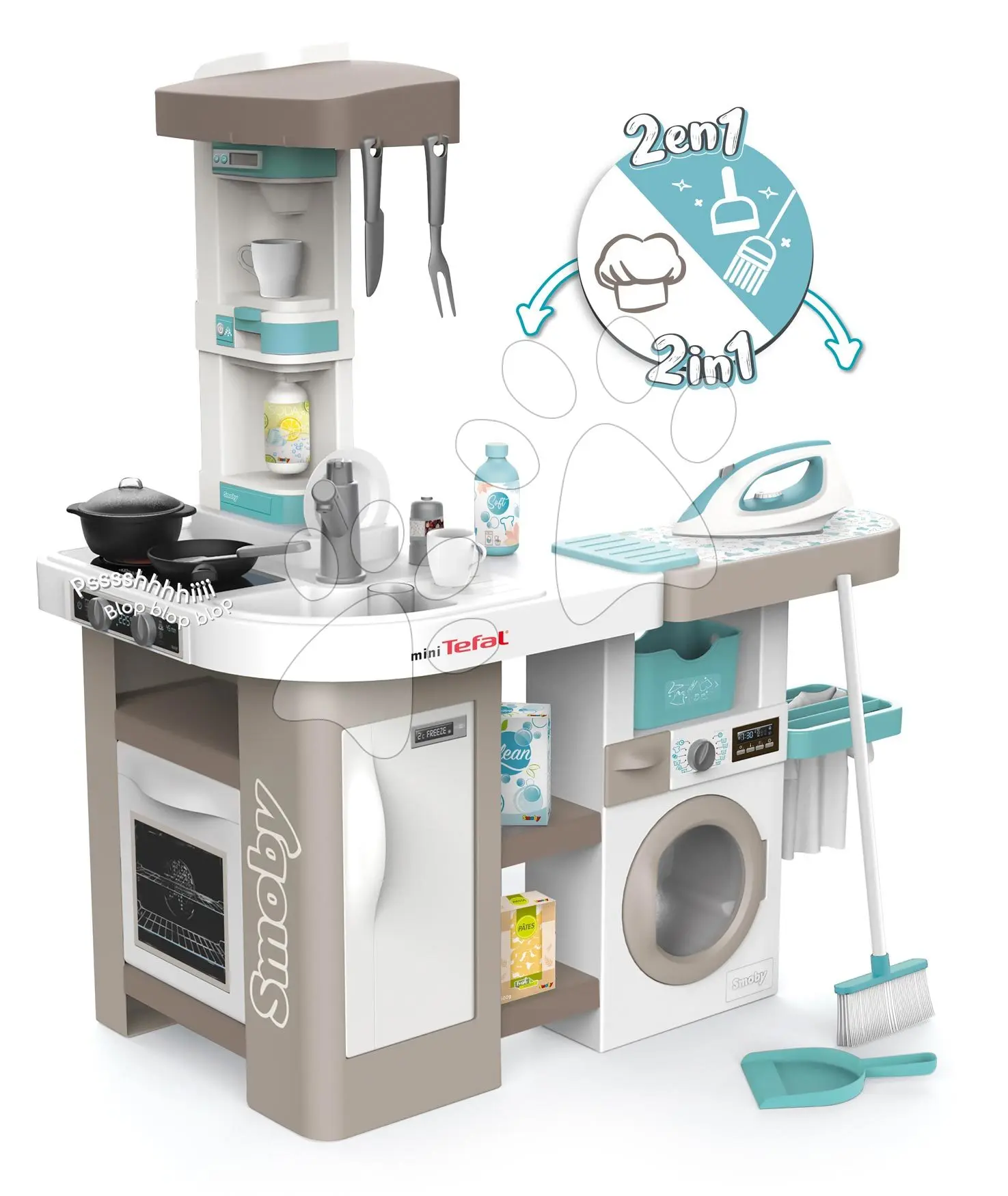 Smoby Mini Tefal Studio Kuchyňka s pračkou + 36 ks příslušenství