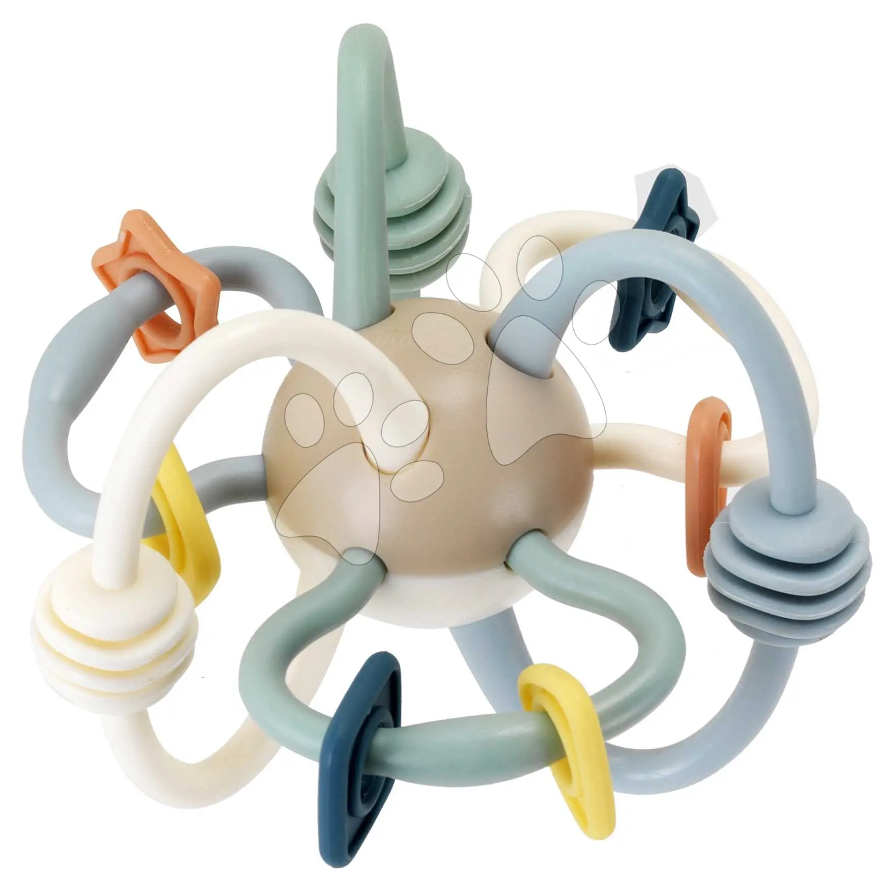 Chrastítko s kousátky Rattle & Teether Bendy Tubes Muted Color Infantino s korálky a zvuky od 3 měsíců