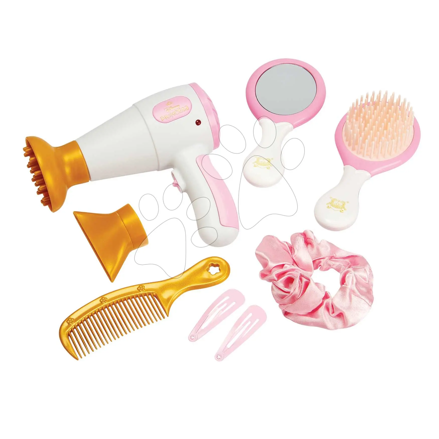 Kadeřnice s elektronickým vysoušečem vlasů Princezny Disney Hair Set Smoby se 2 nástavci a zrcadlo a doplňky