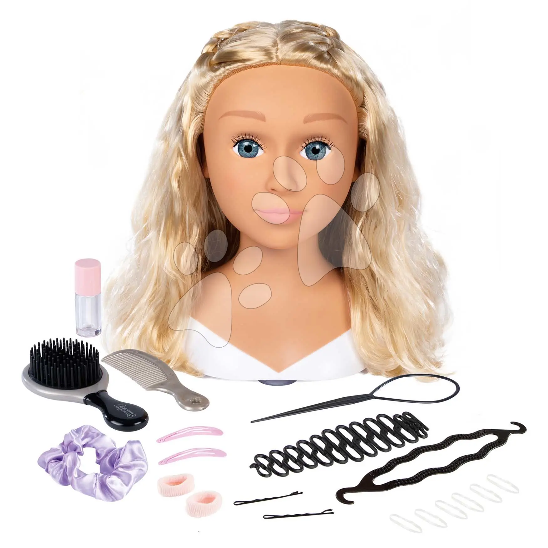 Česací hlava pro kadeřnici s blond vlasy My Beauty Blonde Styling Head Smoby vytváření účesů s 19 doplňky