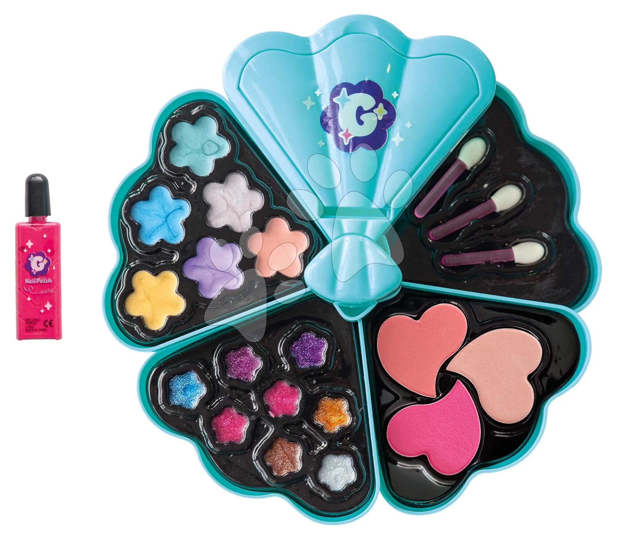 Kosmetická paleta s reálnými očními stíny Glam Makeup Palette Smoby 8 lesků na rty s tvářenkami a aplikátory od 6 let