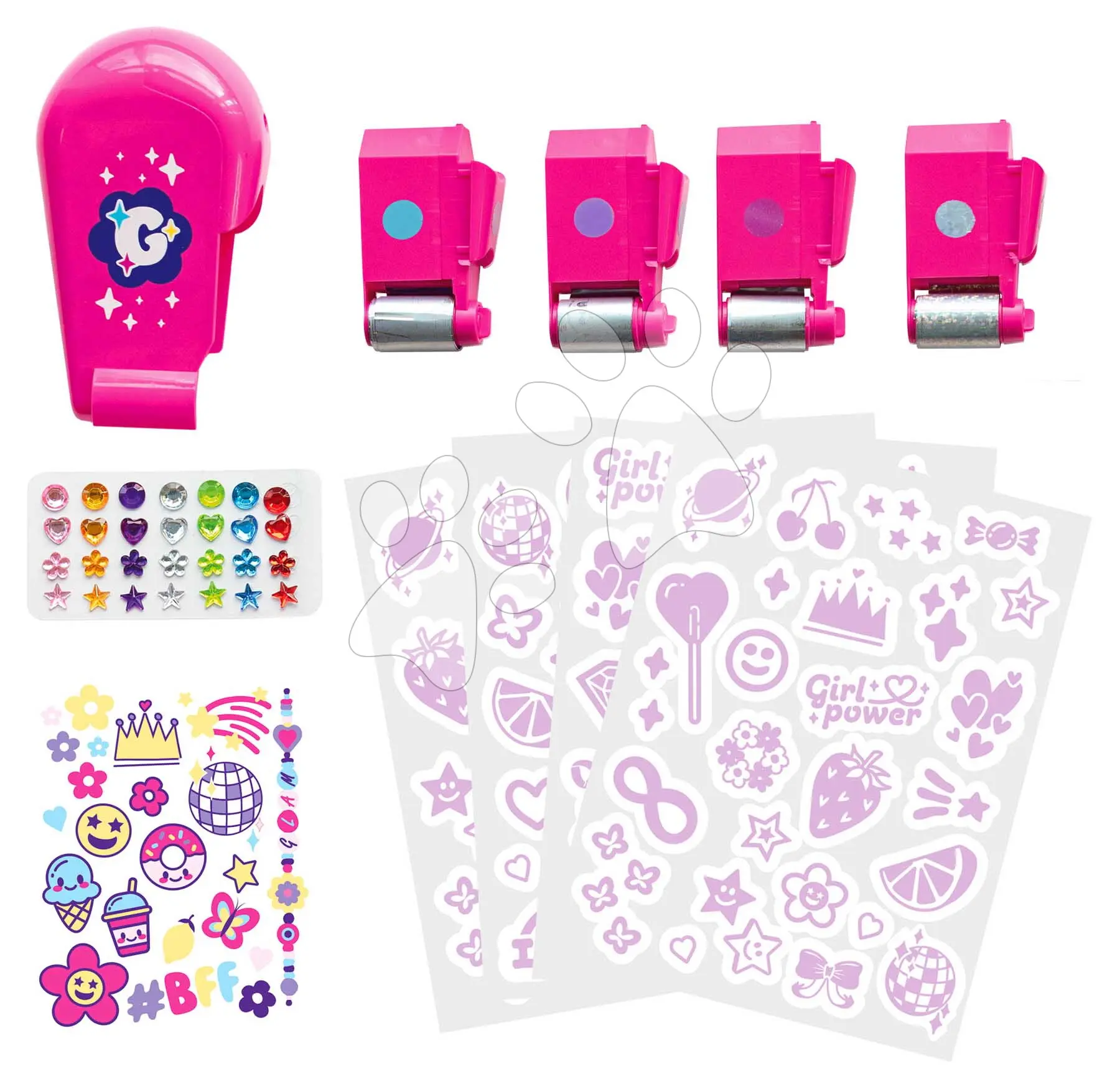 Tetovací sada s metalickými fóliemi Glam Metallic Tattoo Smoby s ozdobnými kamínky 11 doplňků od 6 let