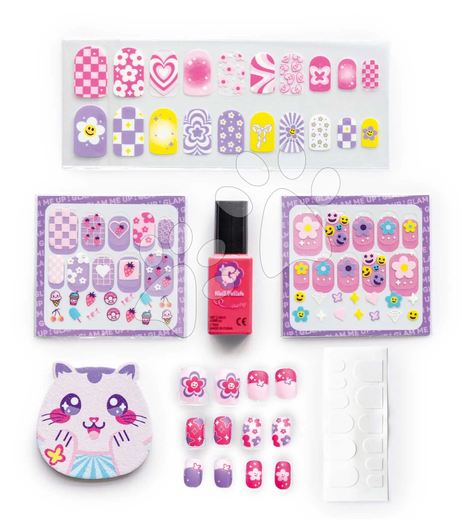 Sada na manikúru s nalepovacími nehty Glam Nail Set Smoby s reálným lakem a pilníkem 6 doplňků od 6 let