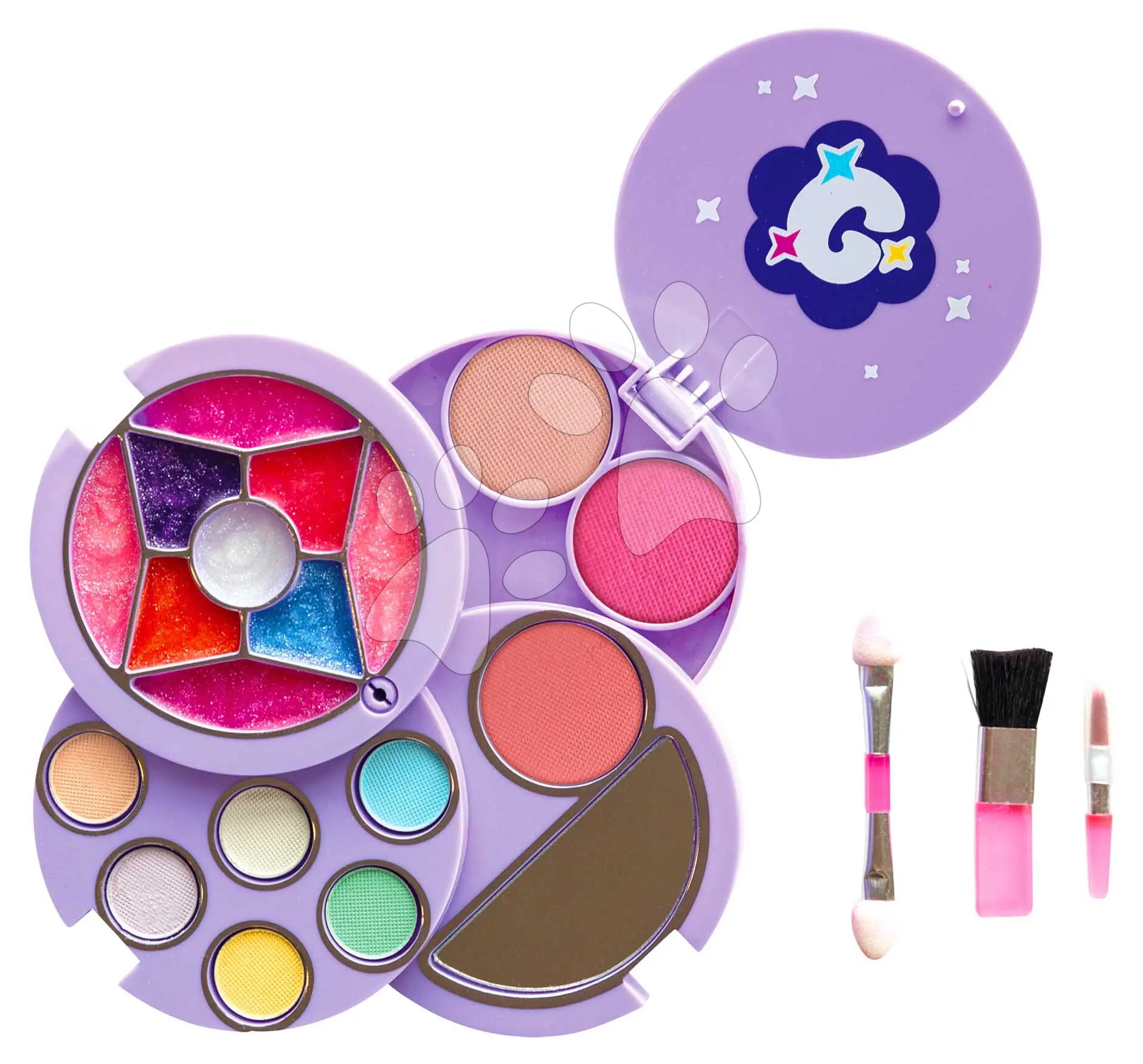 Kosmetická paleta s reálnými očními stíny a aplikátory Glam Compact Makeup Palette Smoby se zrcátkem od 6 let