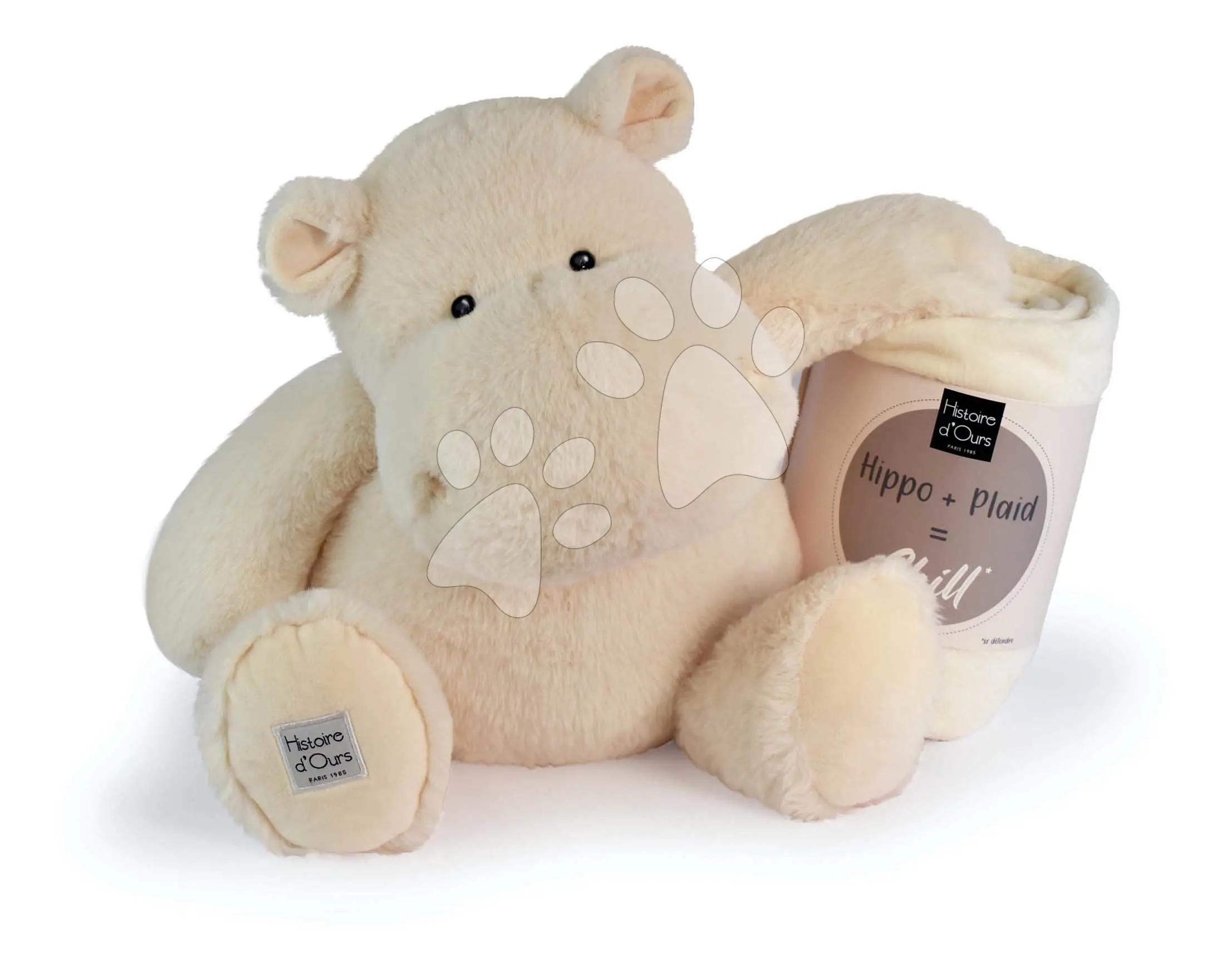 Plyšový hroch s dekou Ocher Hippo Chill Histoire d’ Ours béžový 45 cm od 0 měsíců
