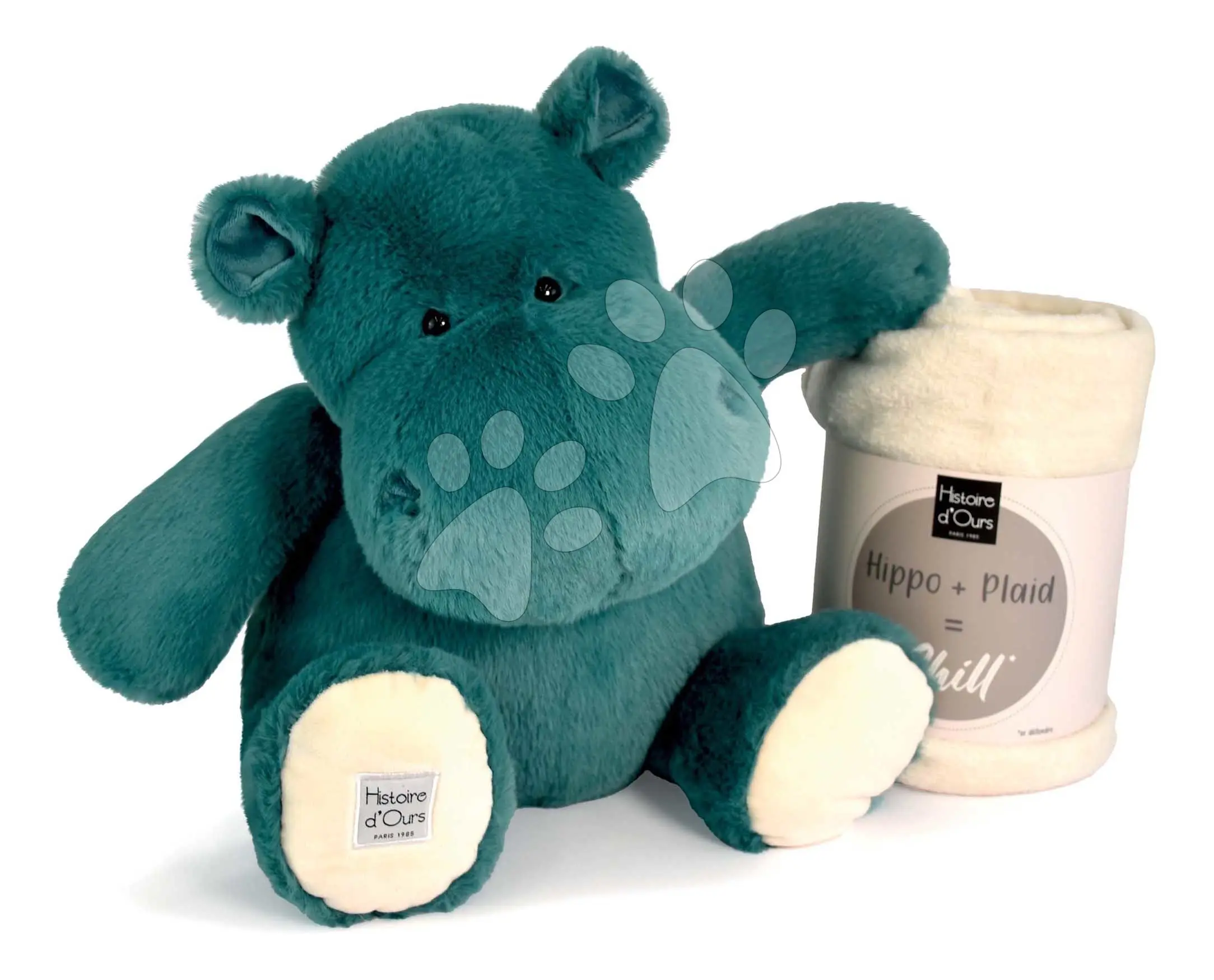 Plyšový hroch s dekou Emerald Green Hippo Chill Histoire d’ Ours zelený 45 cm od 0 měsíců