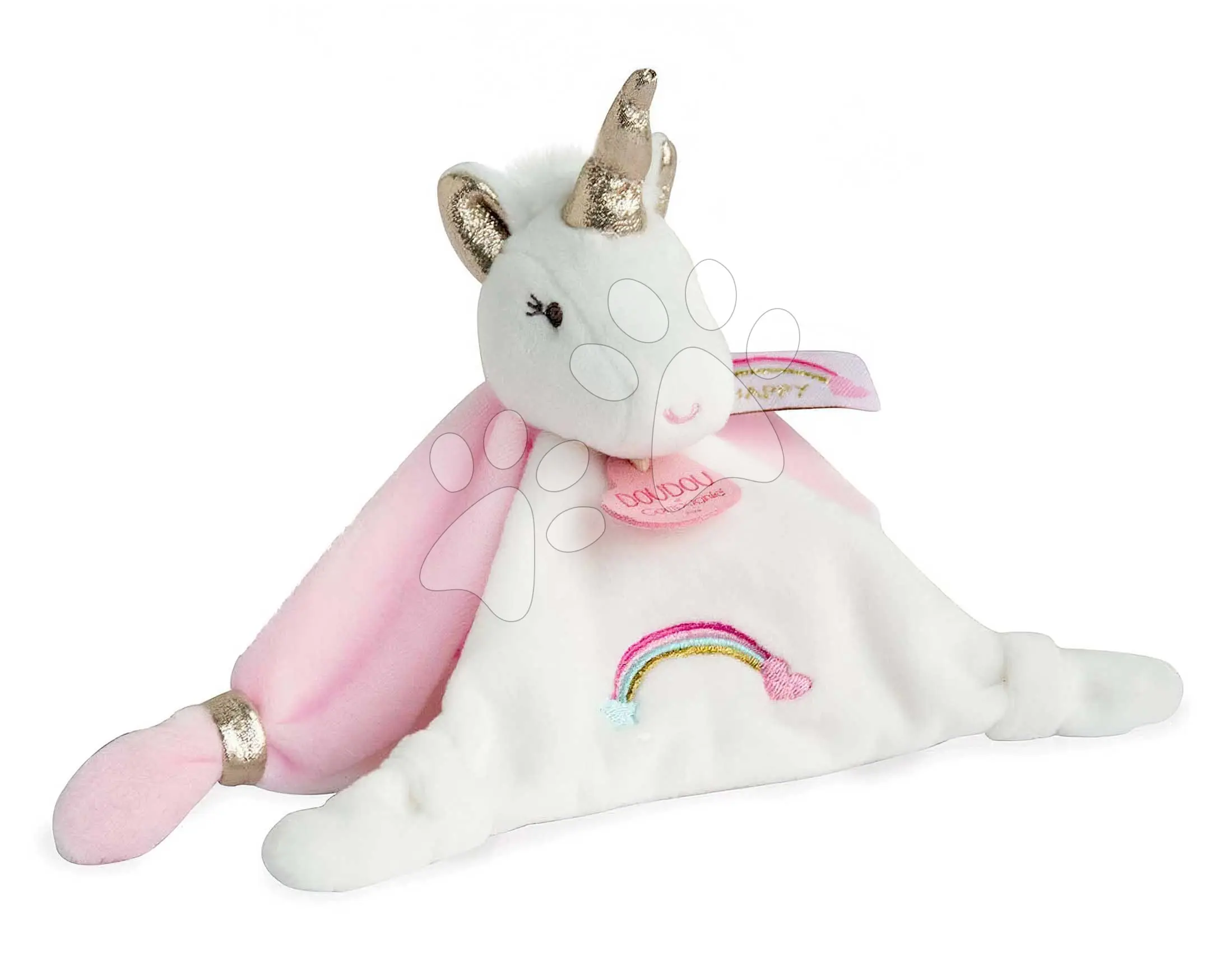 Doudou Dárková sada - plyšový muchláček jednorožec růžový 20 cm