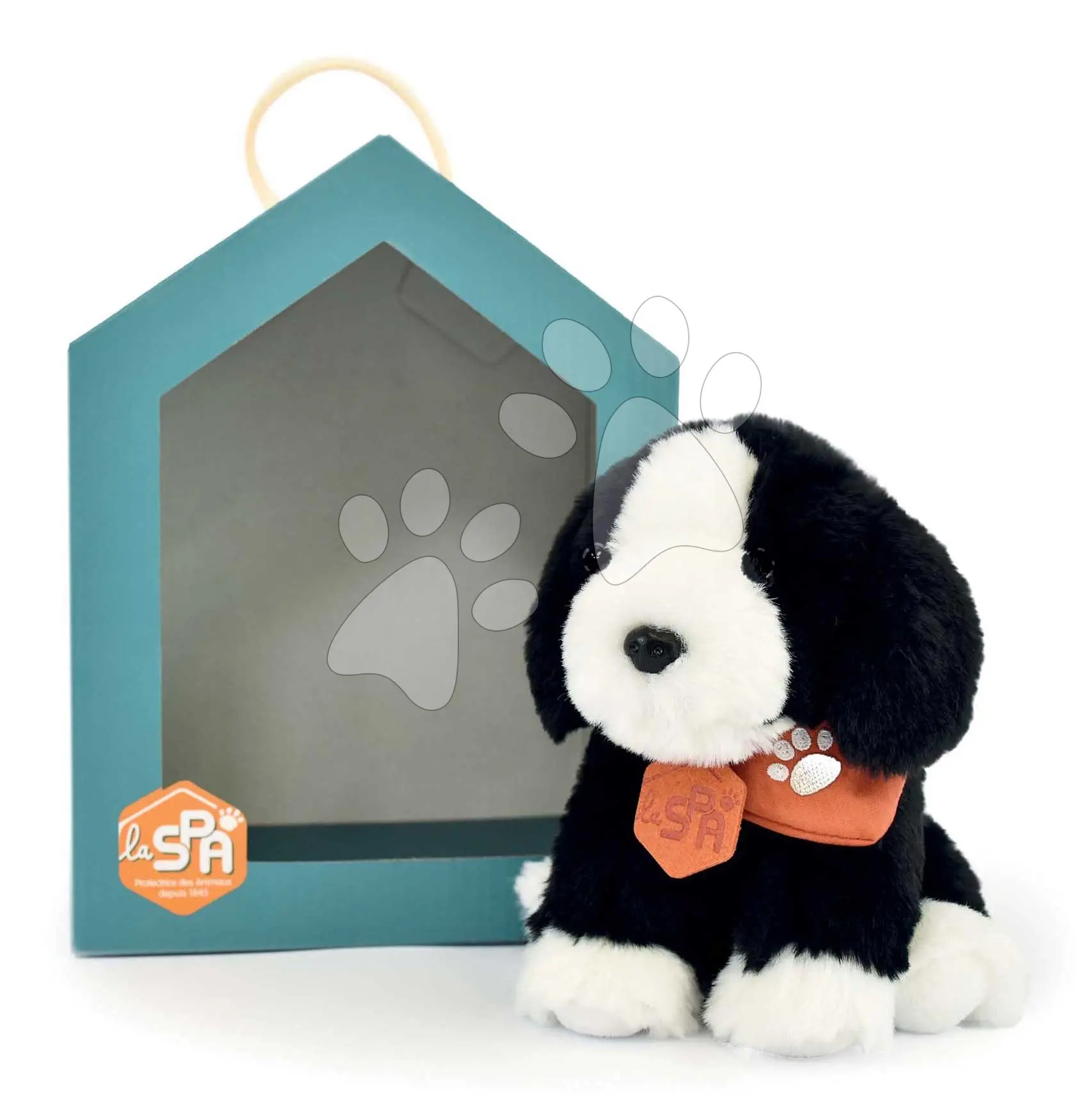 Plyšový pejsek Welcome Home SPA Collection Histoire d’ Ours v dárkovém balení černobílý 16 cm od 0 měsíců
