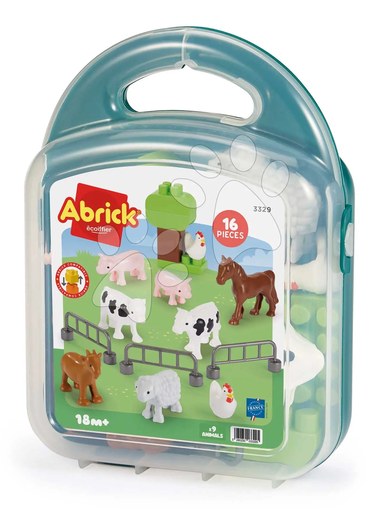 Stavebnice v kufříku Zvířátka Countryside Animals Écoiffier 16 doplňků od 18 měsíců