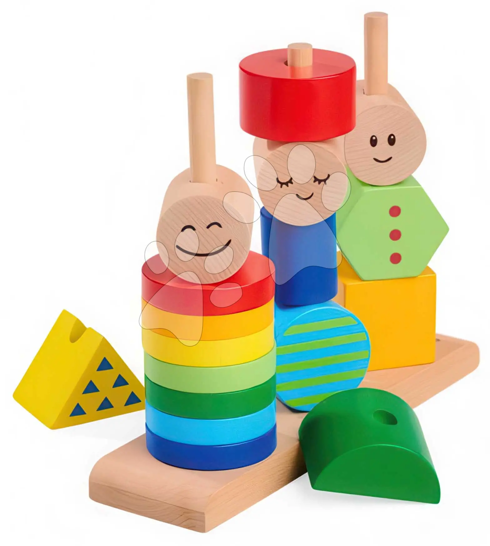 Dřevěná skládačka figurky Stacking Figure Game Eichhorn 18 barevných dílků s podstavcem od 12 měsíců