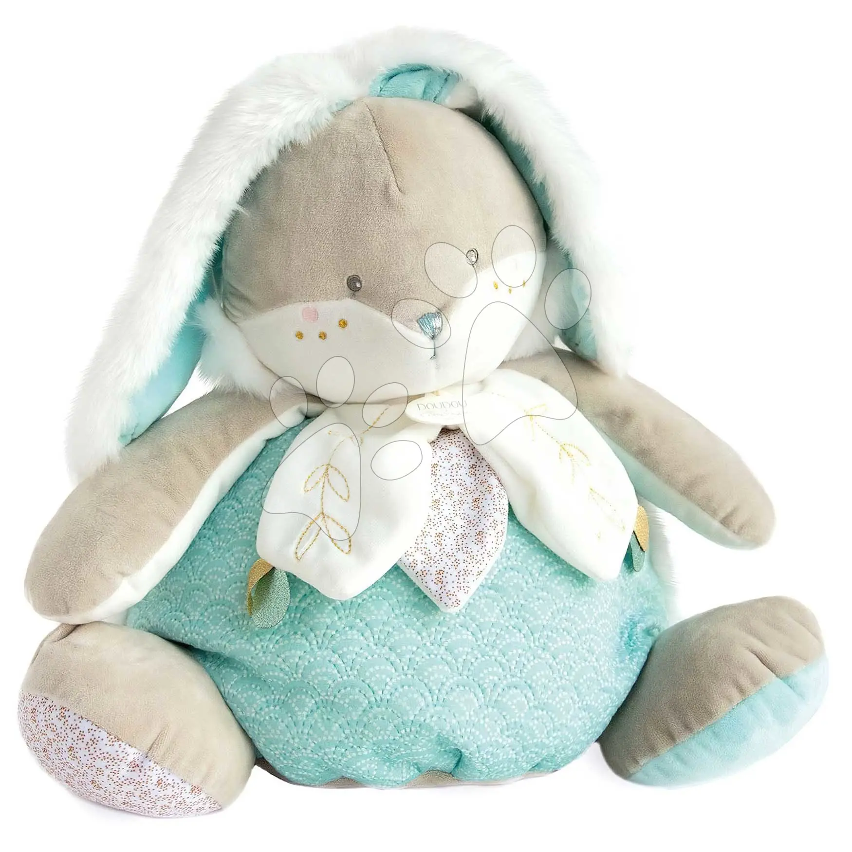 Doudou et Compagnie Paris tyrkysový králíček s prostorem pro uložení pyžámka 38 cm